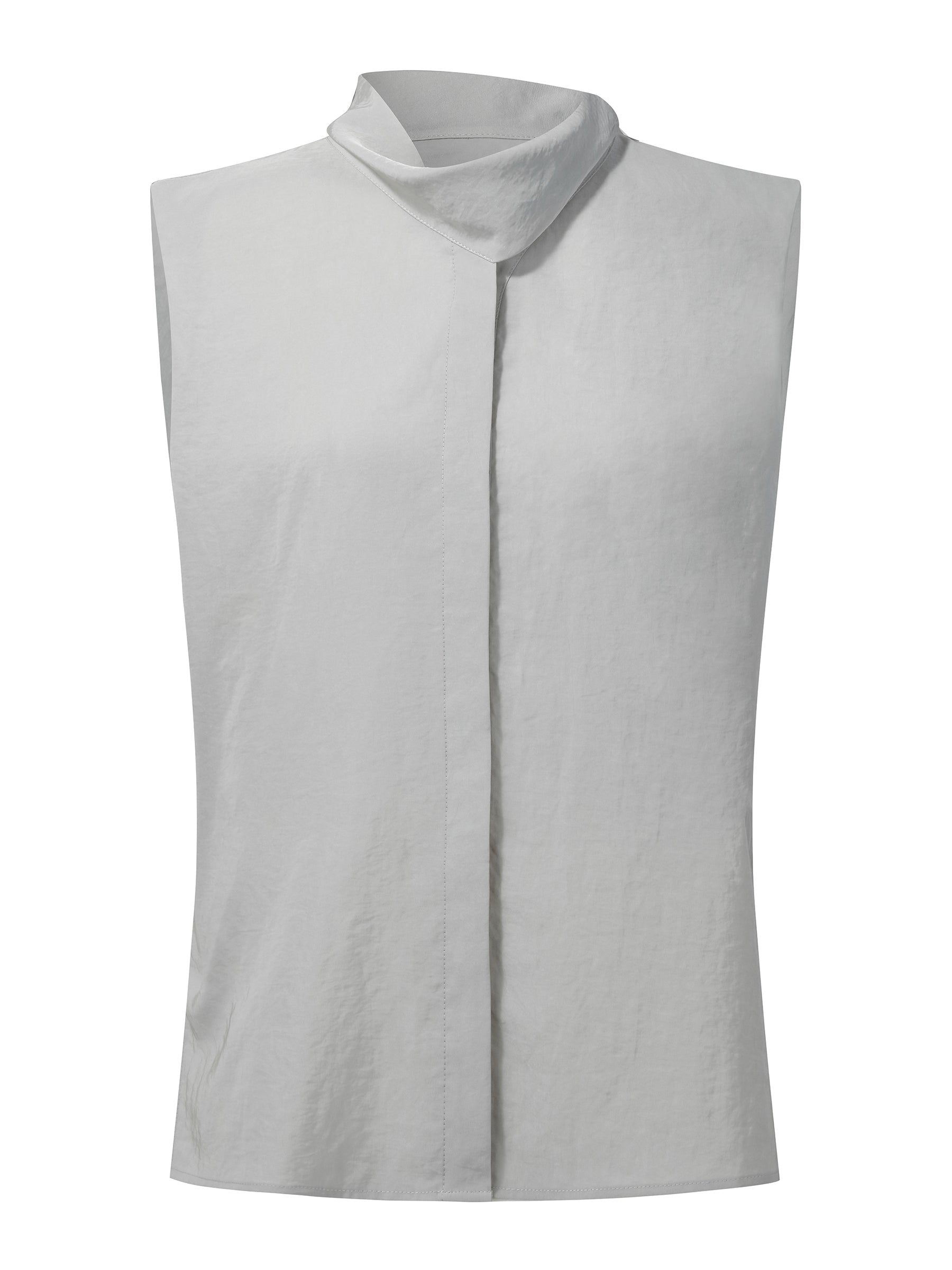 Triacetate Ribbon Neck Blouse