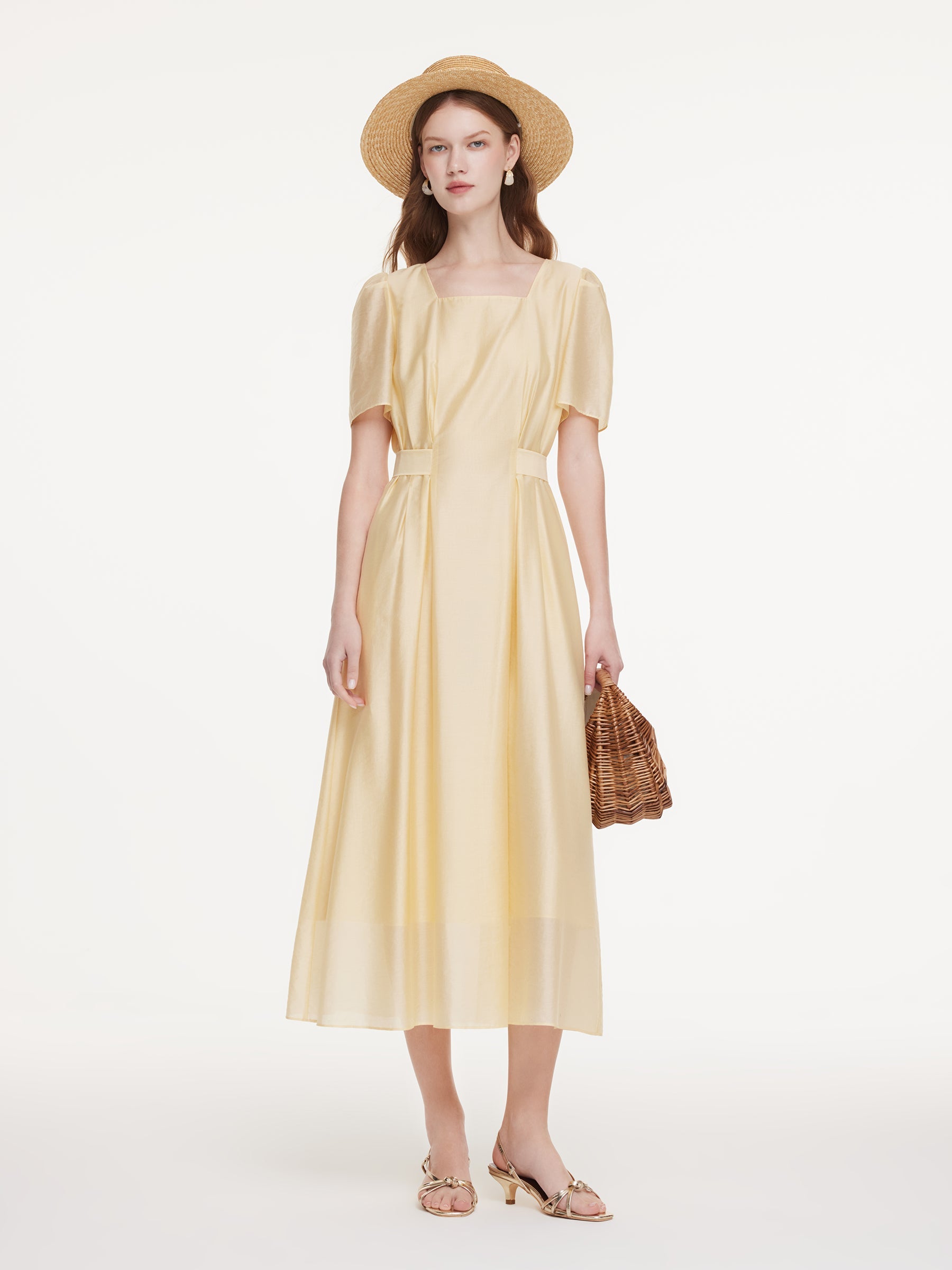 Square Neck Gathered Dress