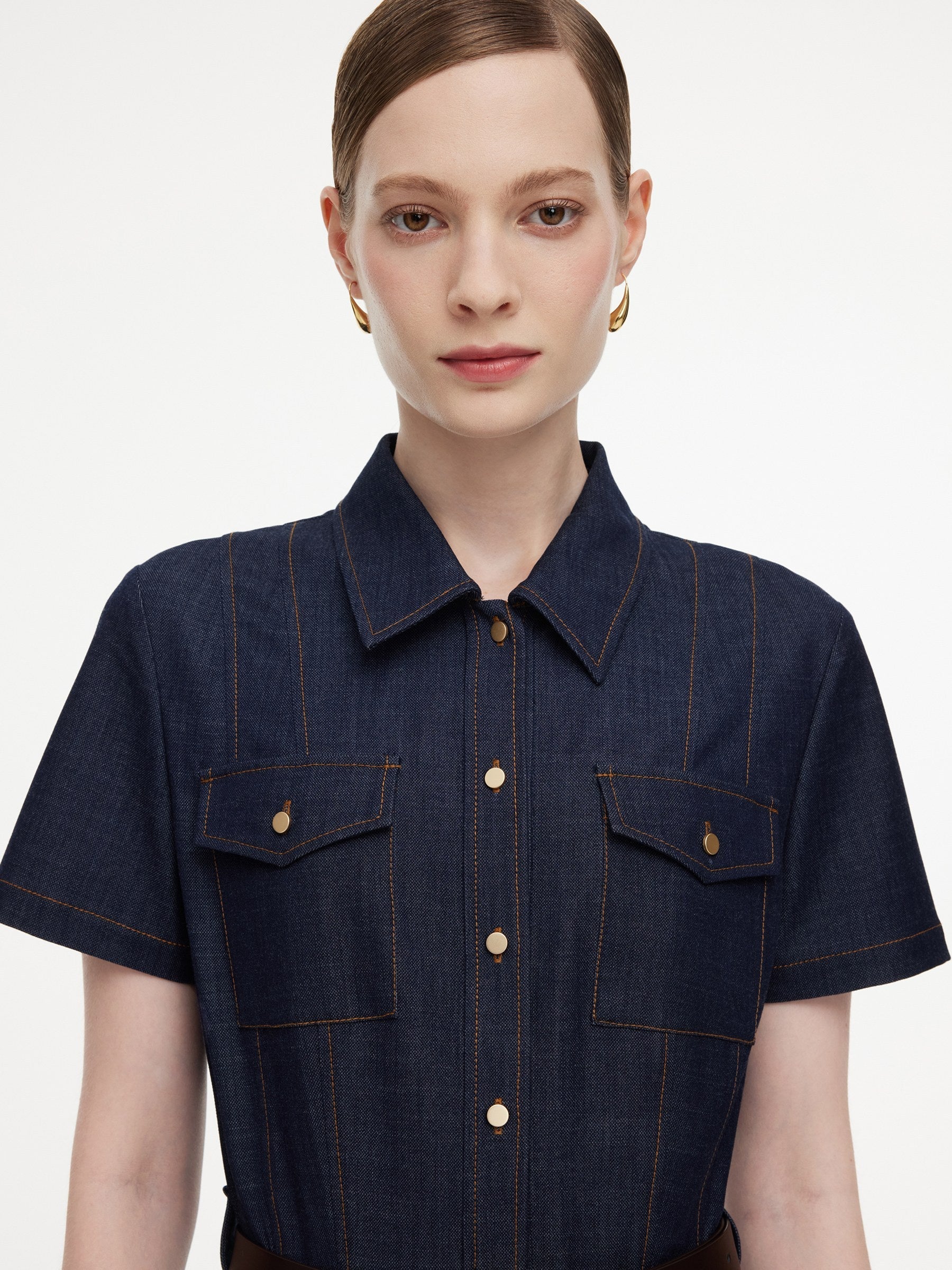 Denim-Style Shirt Dress