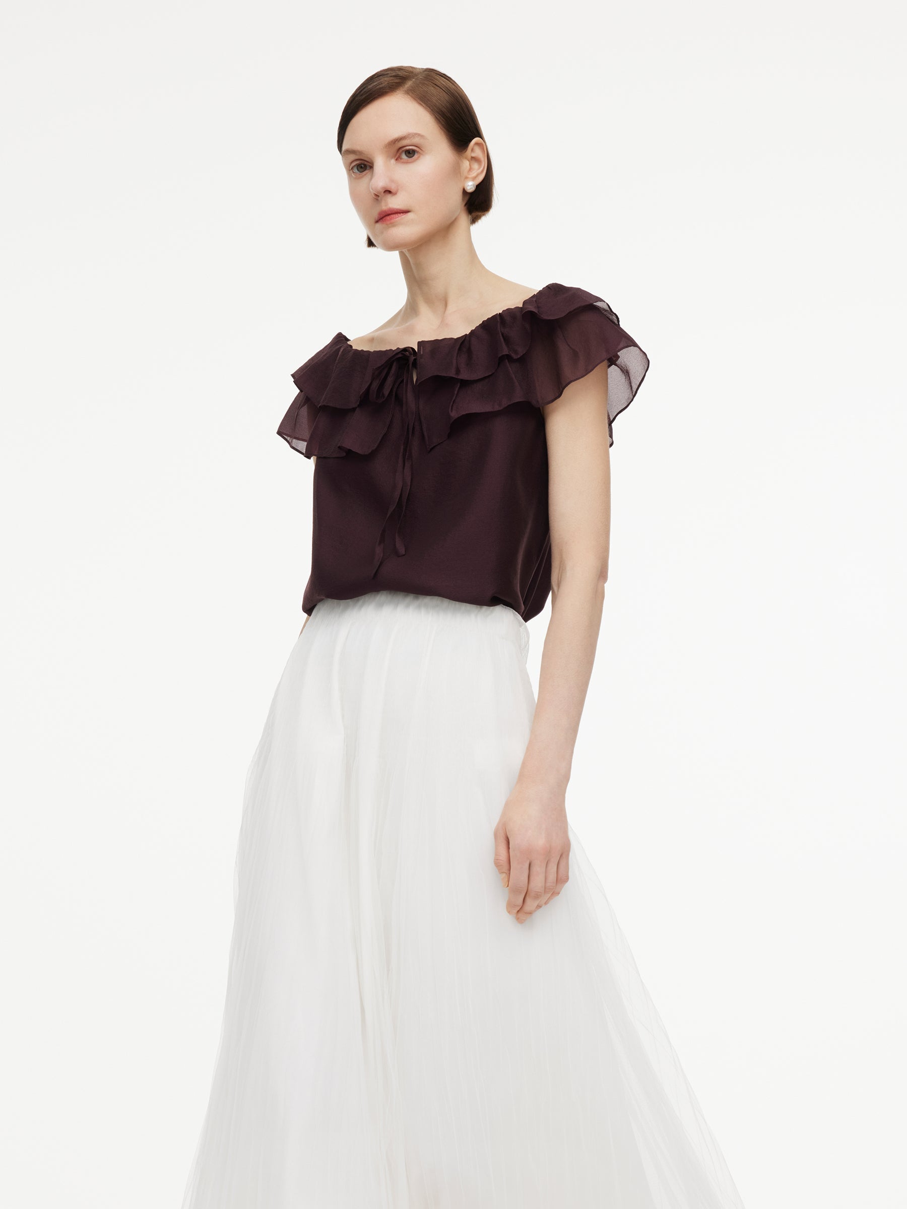 Off-Shoulder Ruffle Tie Top