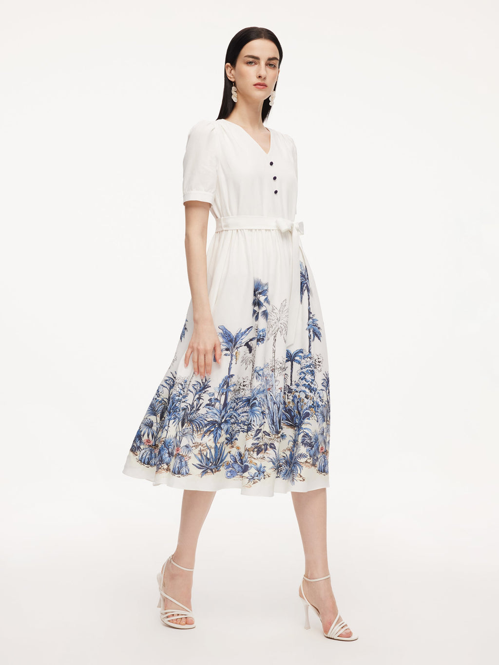 V-Neck Self-Tie A-Line