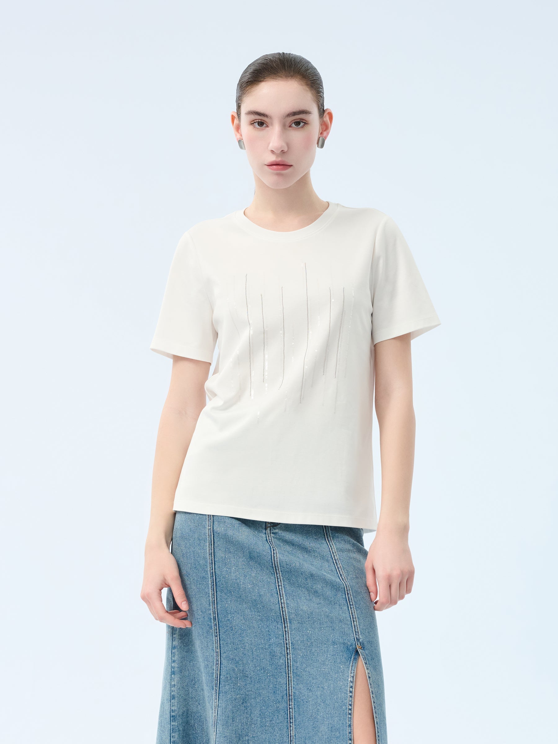 Pearl-Luster Cotton Crew