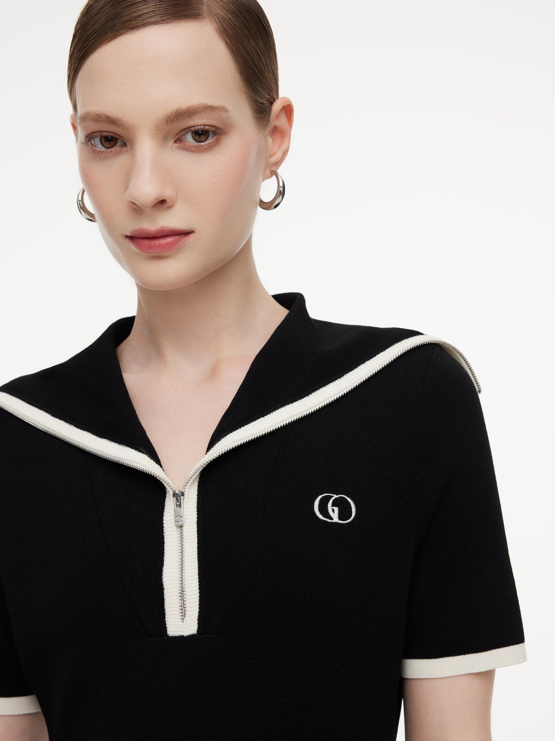 Lyocell Half-Zip Mini Dress