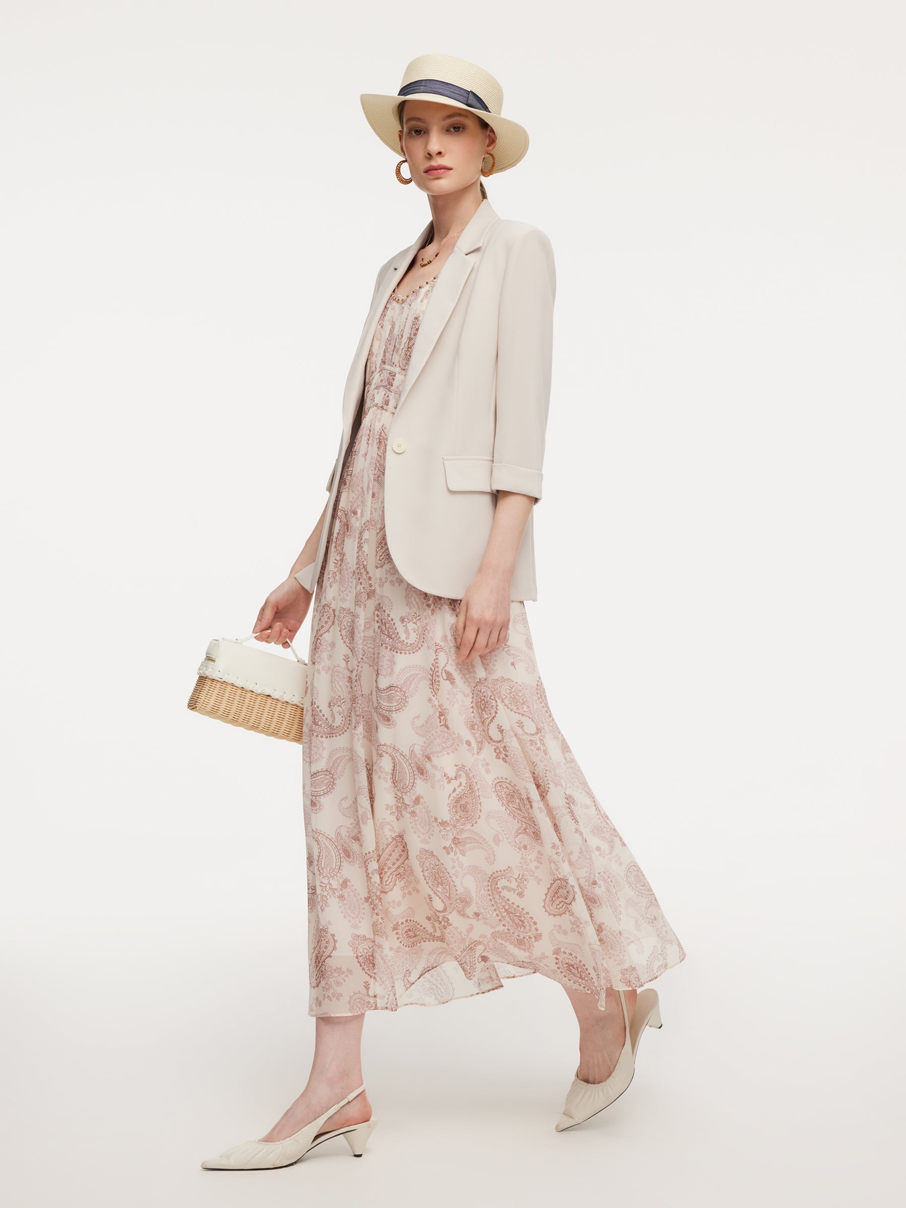 Acetate Blend Fitted Blazer