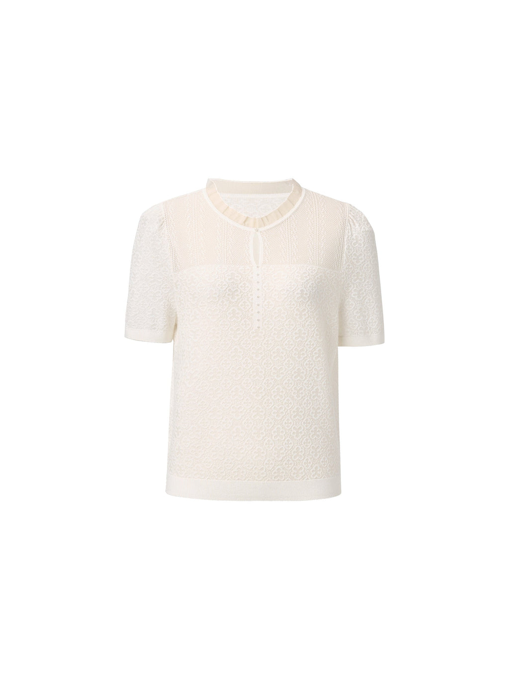 Jacquard Ruffle Knit Top
