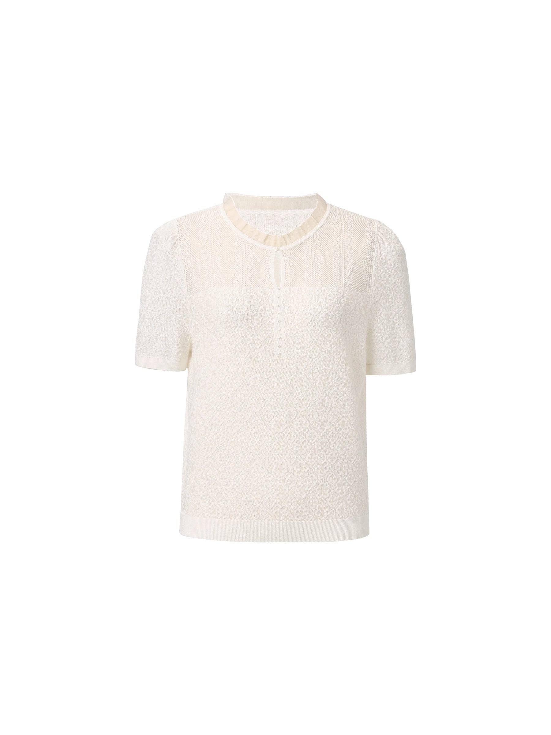 Jacquard Ruffle Knit Top