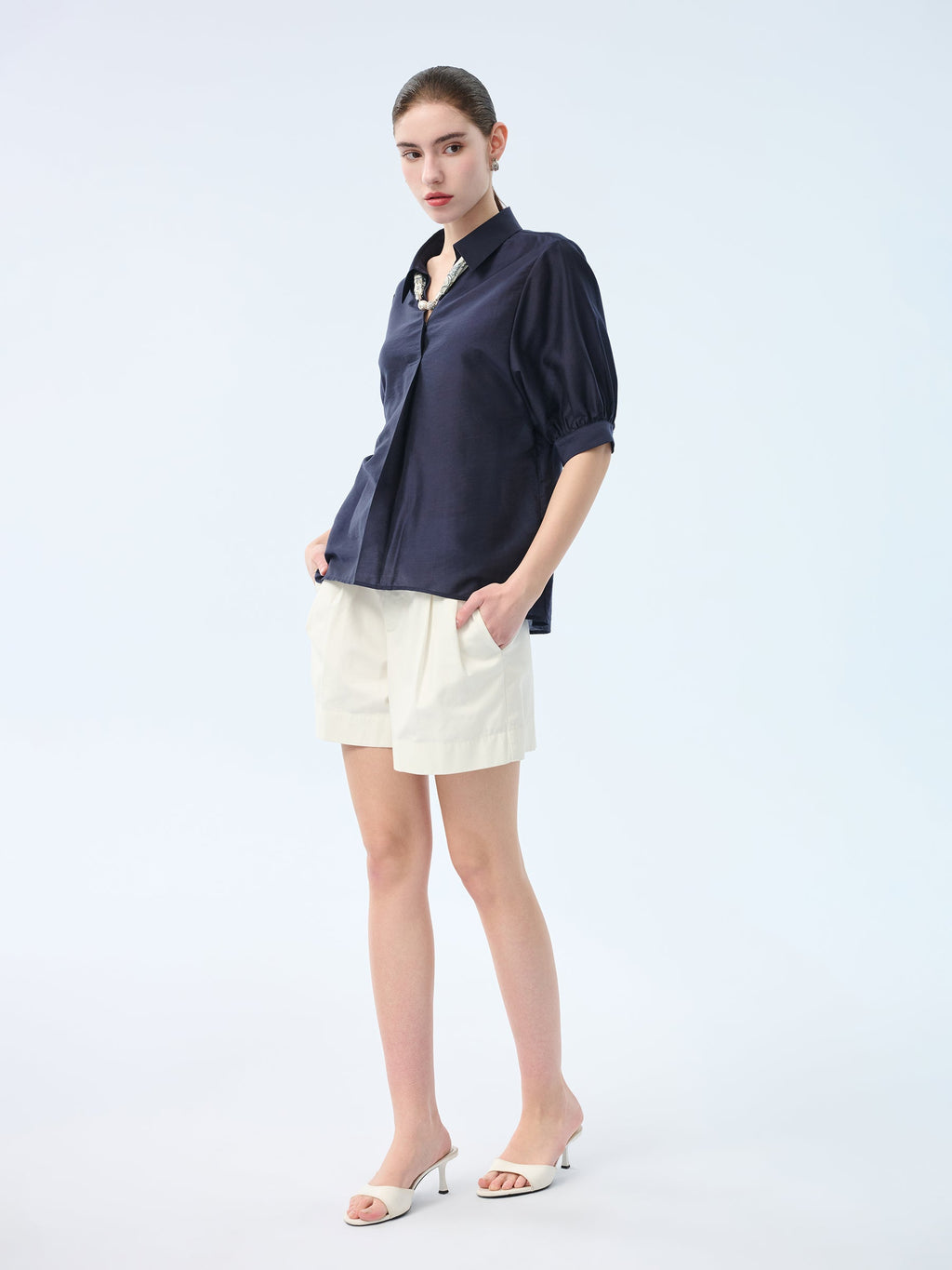 Tencel Loose Scarf Blouse
