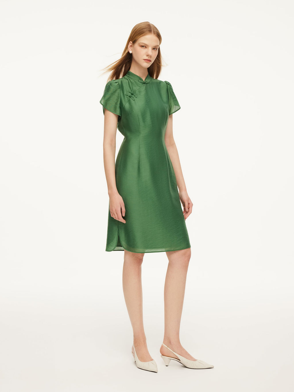 Tencel Qipao Mini Dress