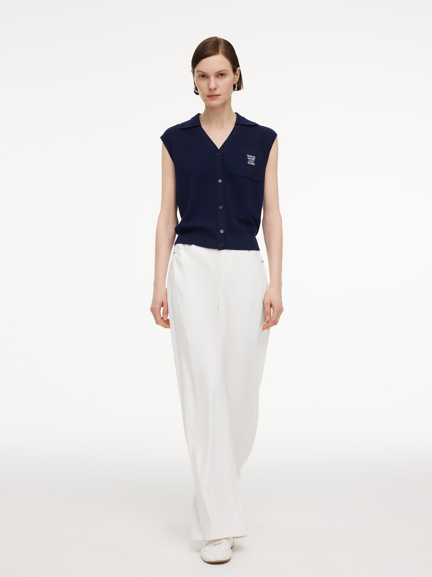 Lyocell V-Neck Knit Vest