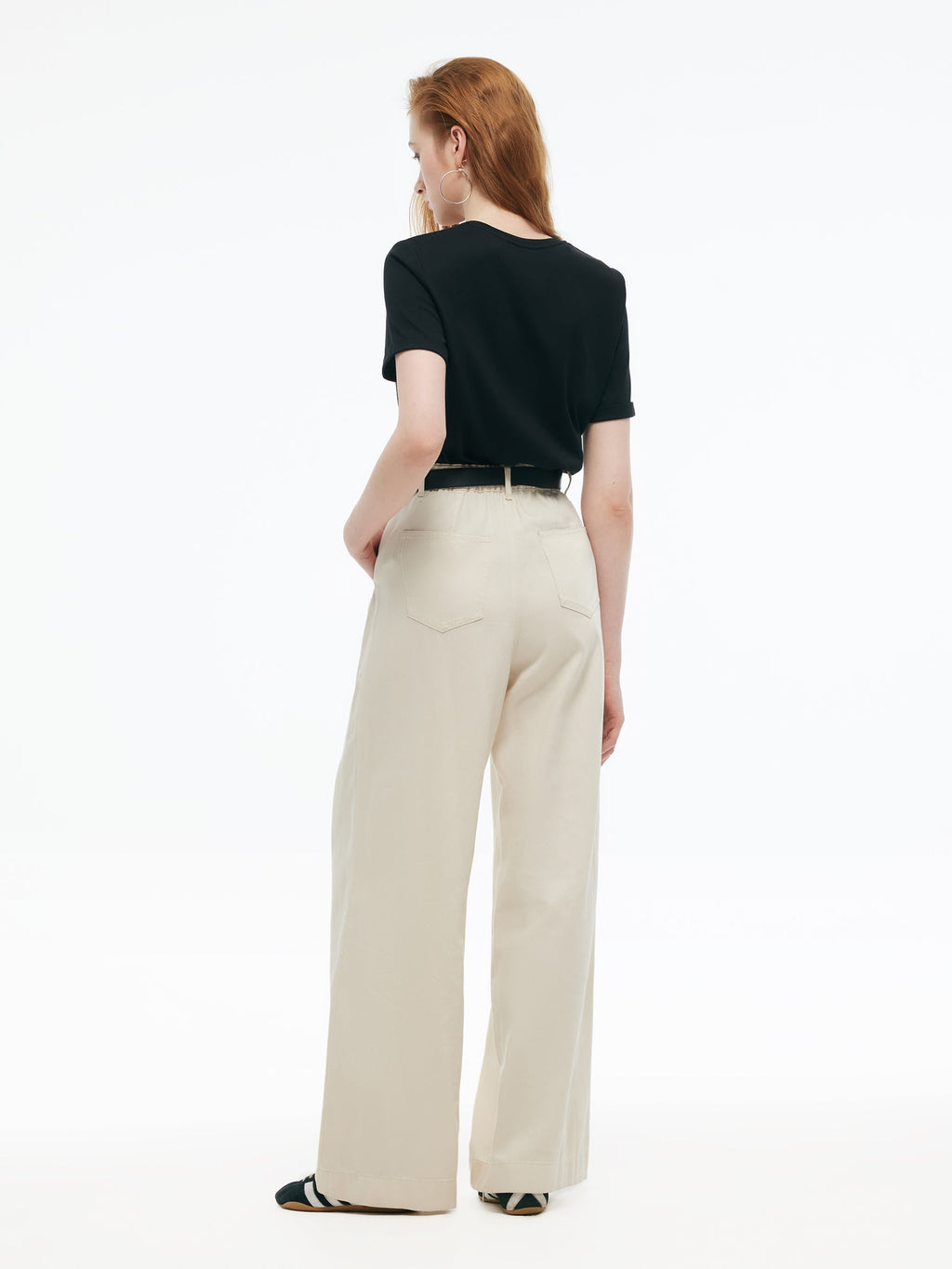 Tencel Wide-Leg Pleat Jeans