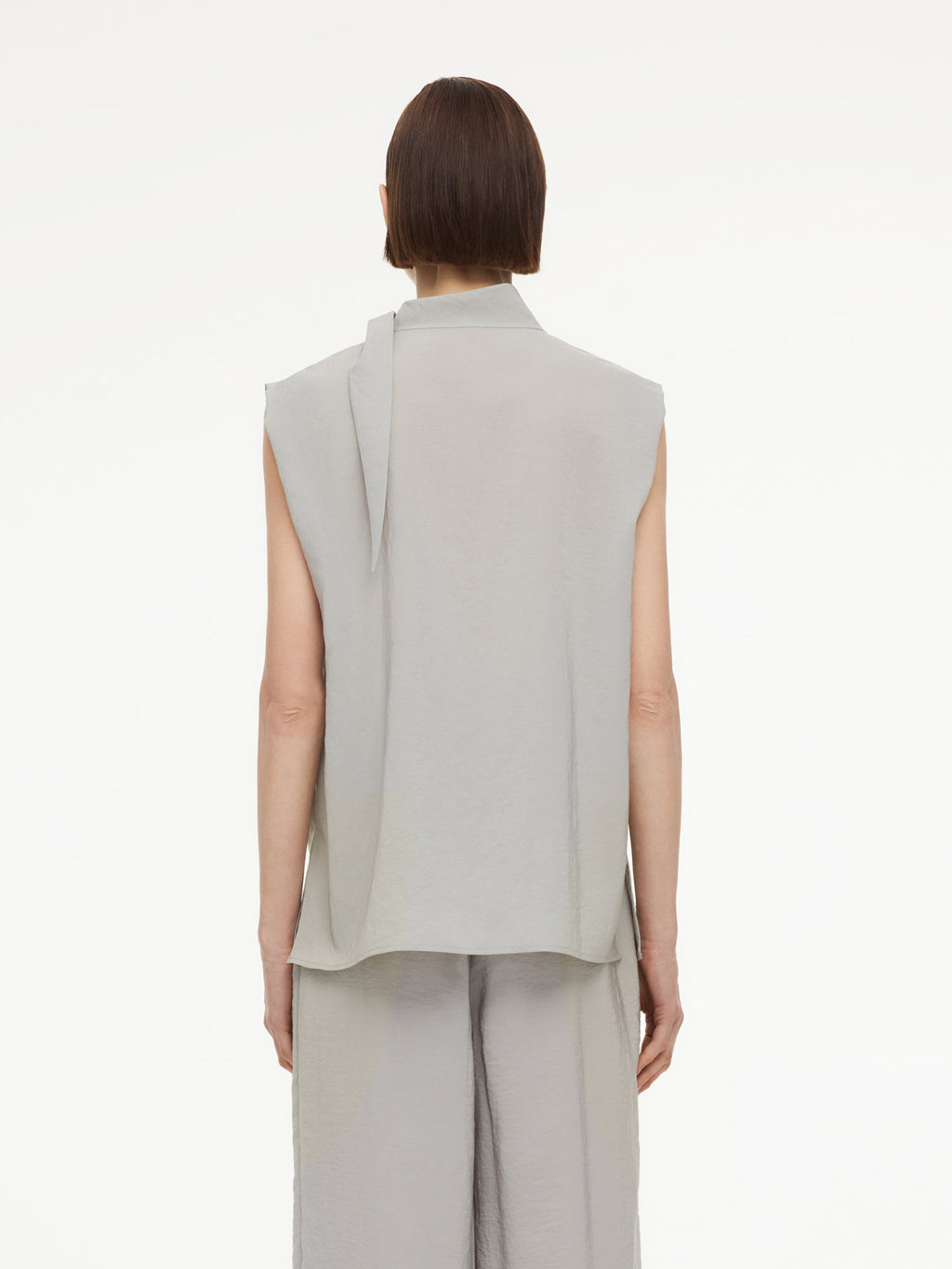 Triacetate Ribbon Neck Blouse