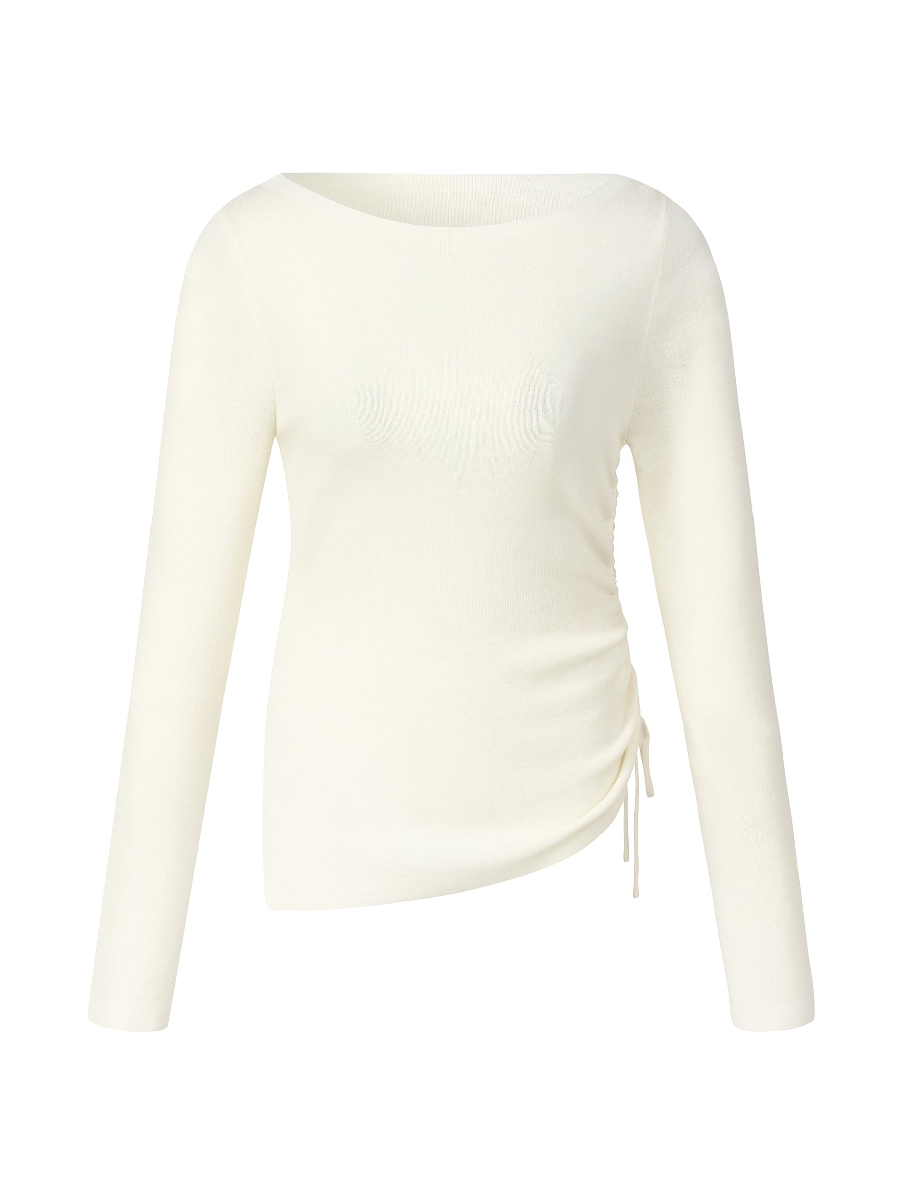 Wool Acetate Boat Neck Top