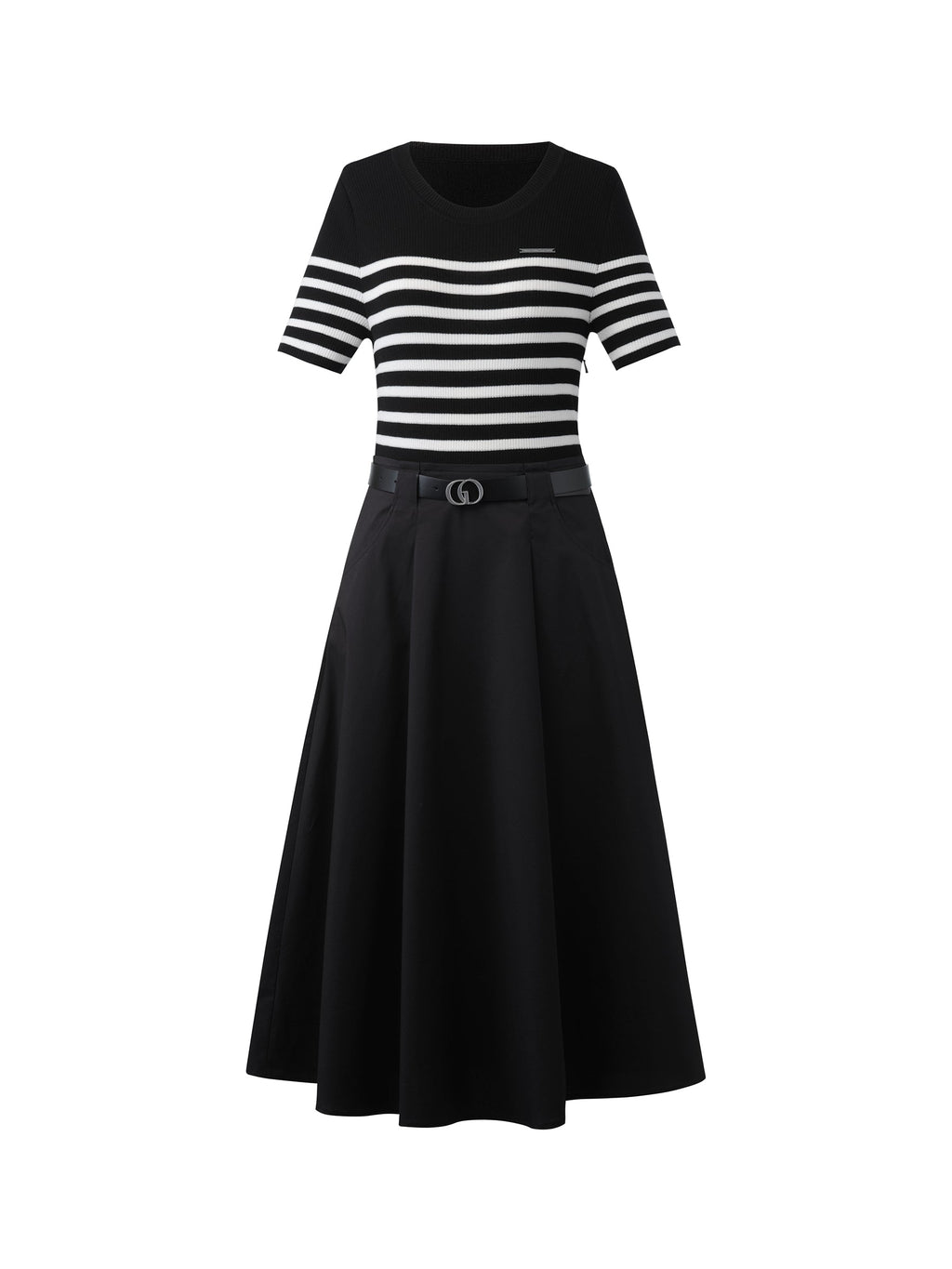 Lyocell Patchwork Belted Midi