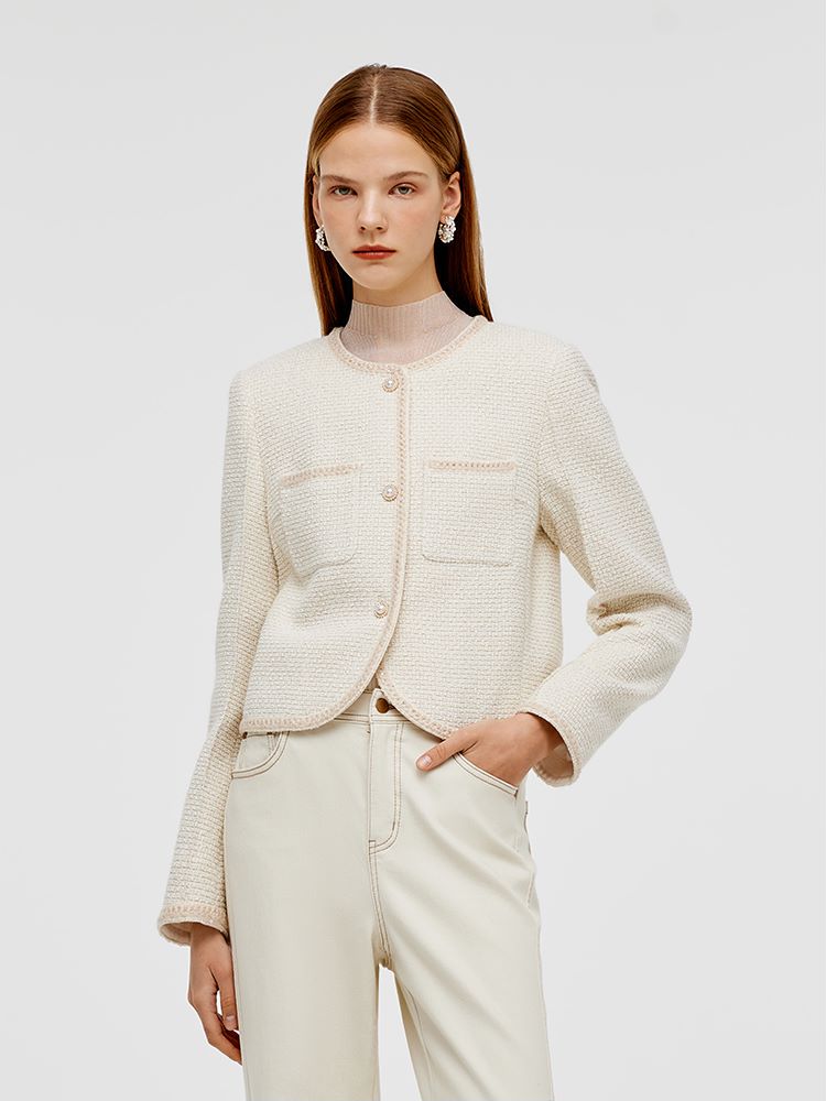 Boxy Sequin Tweed Jacket
