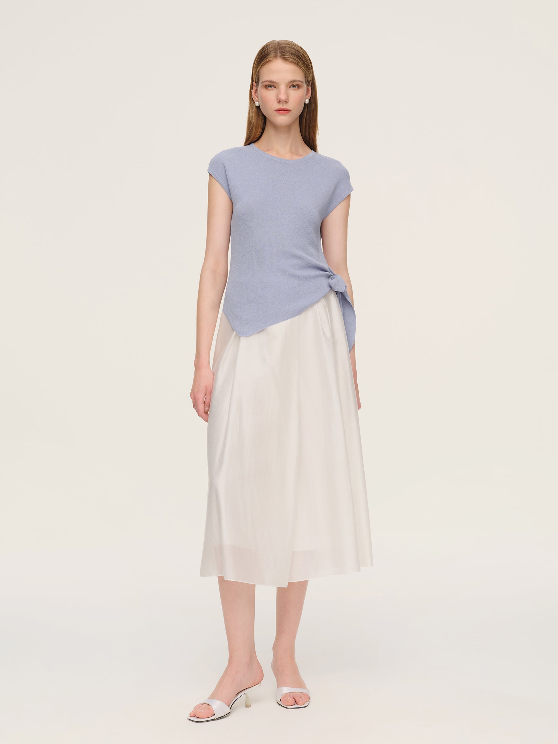 Tencel Asymmetrical Hem Ribbon Top