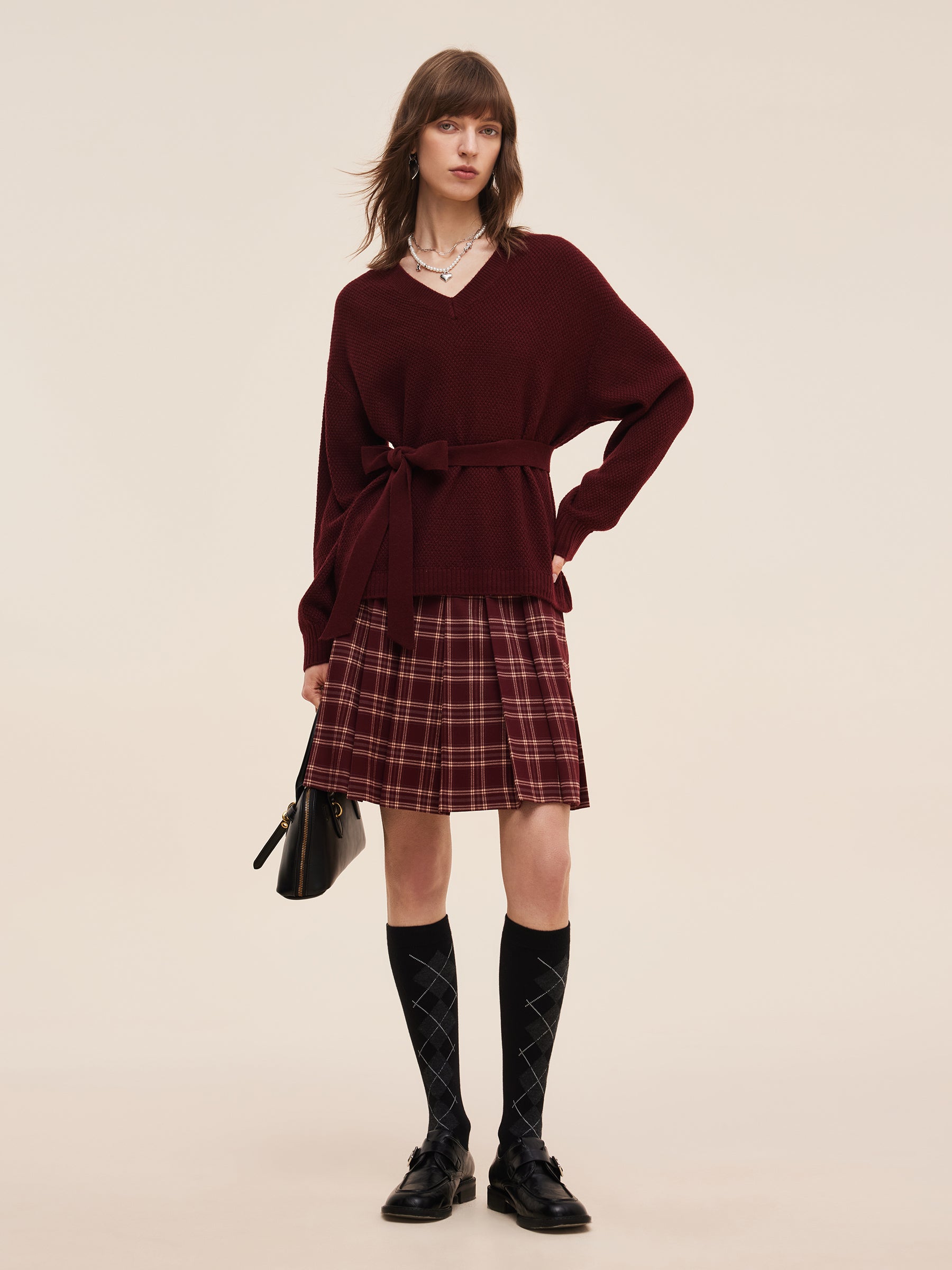Wool Blend V-Neck Knit Top