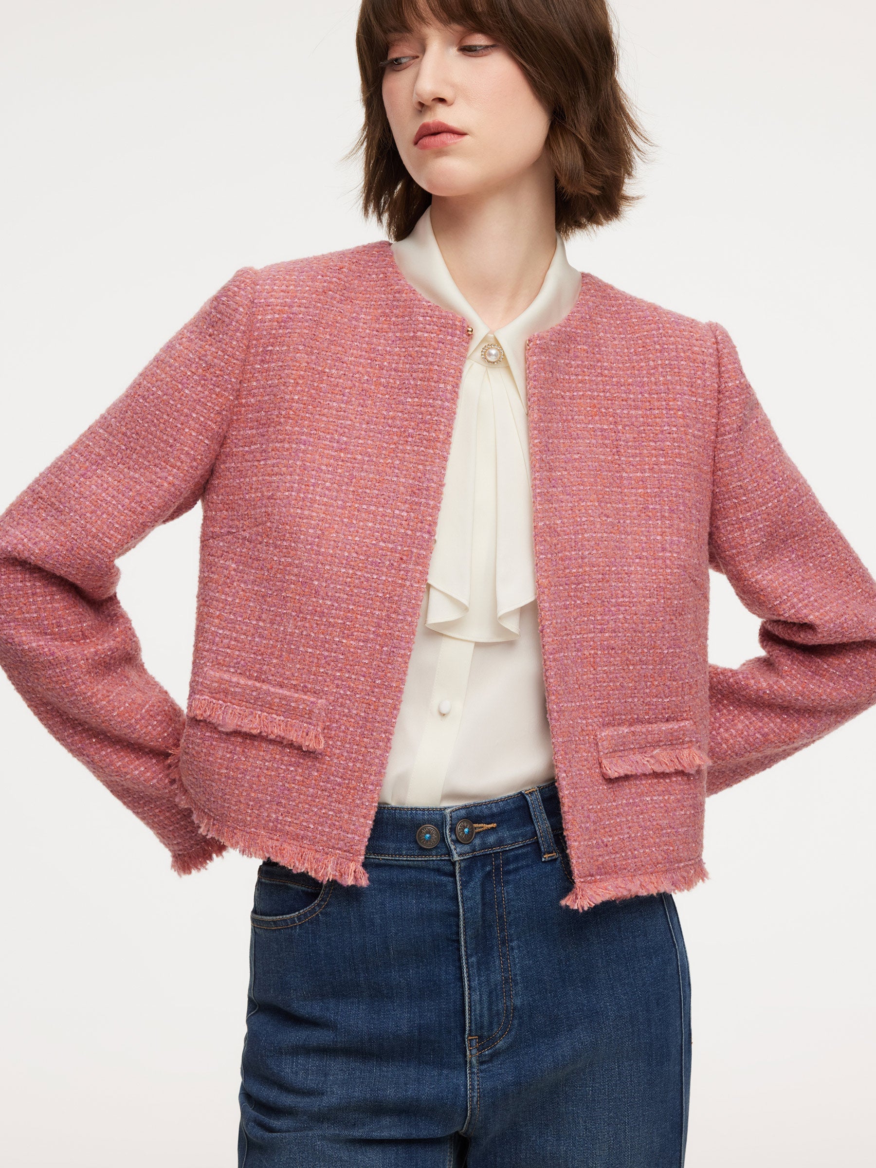 Tweed Round Neck Jacket