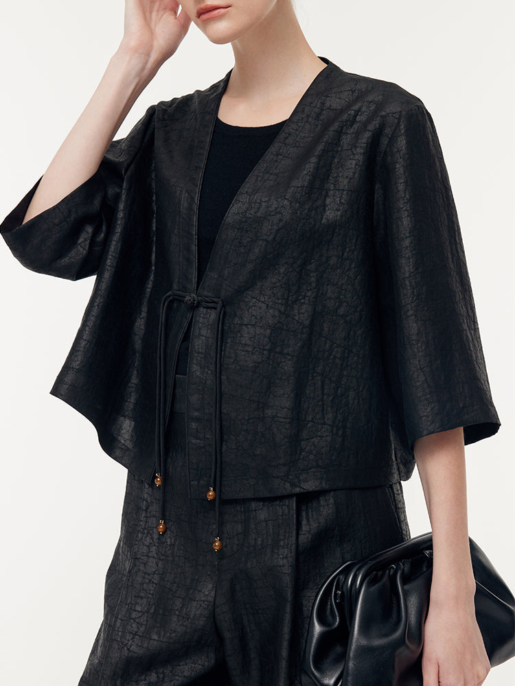 Xiangyun Silk Mandarin Crop Jacket