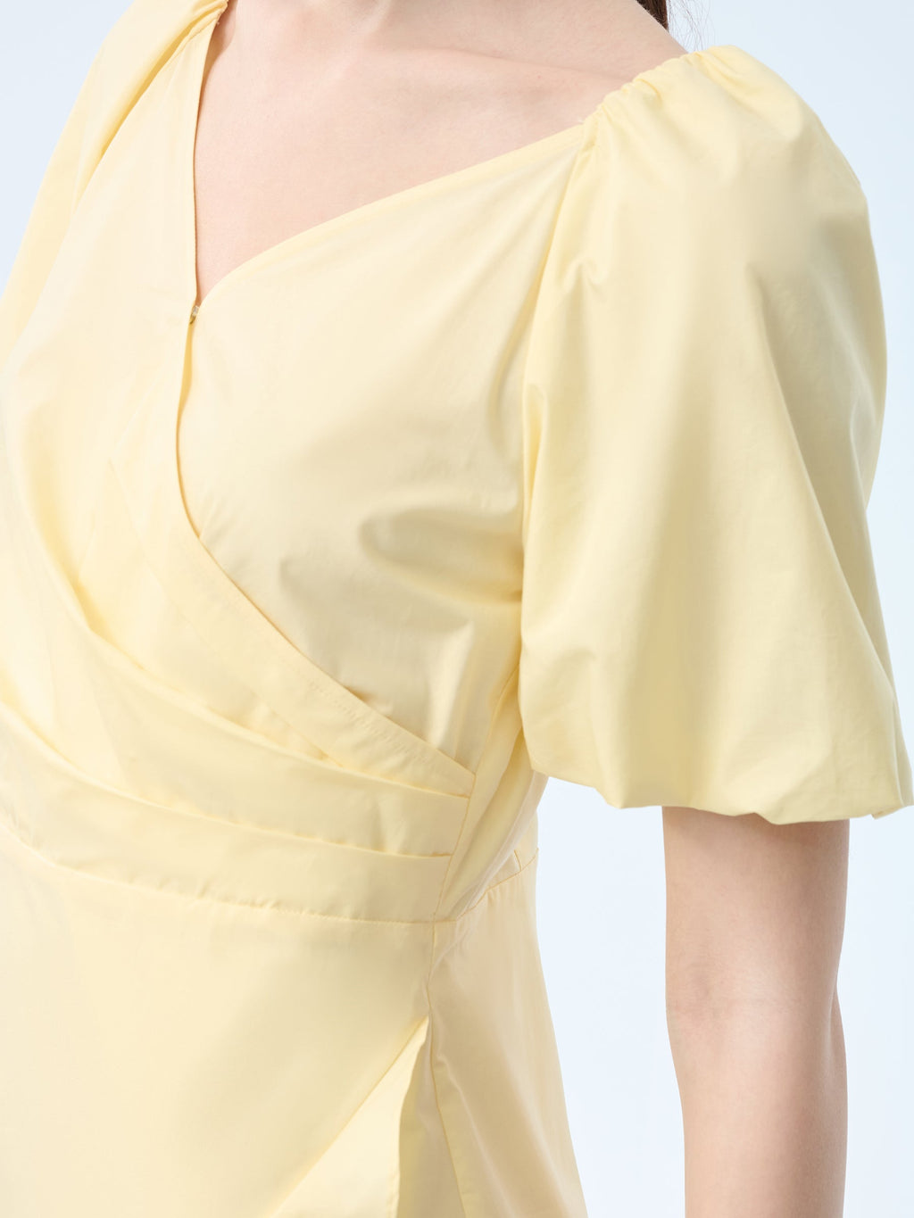 Cotton Wrap V-Neck Midi Dress