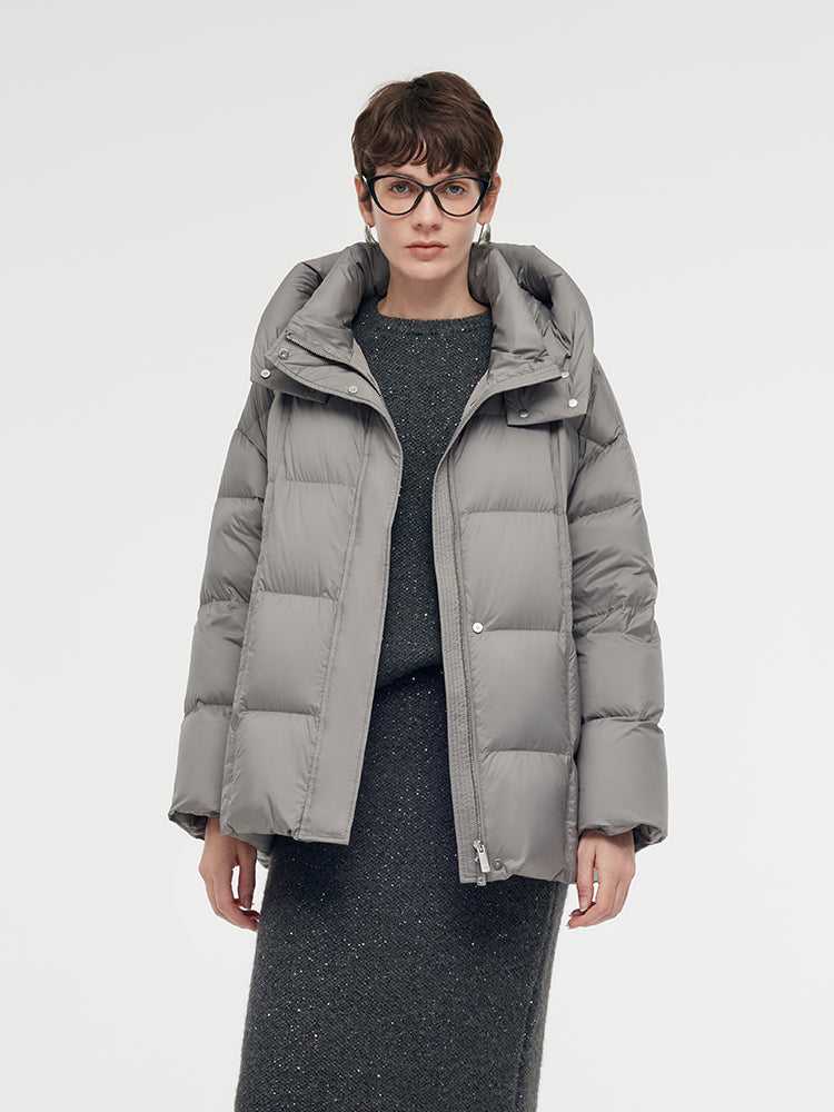 Matte Gray Cocoon Down Jacket