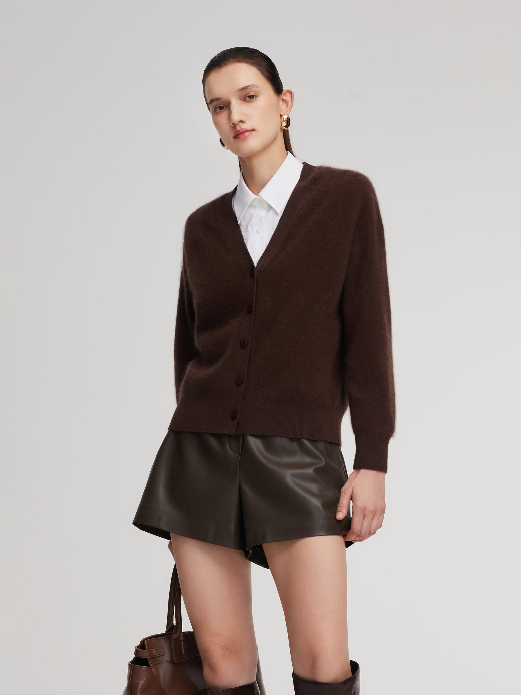 V-Neck Drop-Shoulder Cardigan