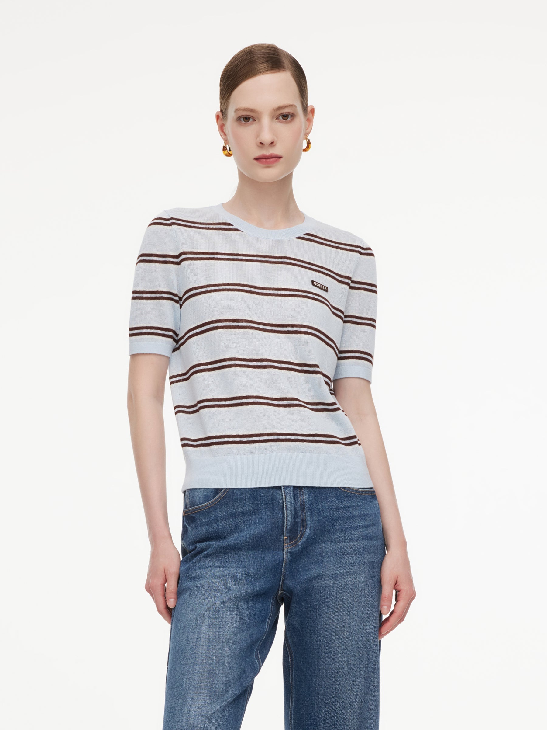 Striped Knit Linen Top