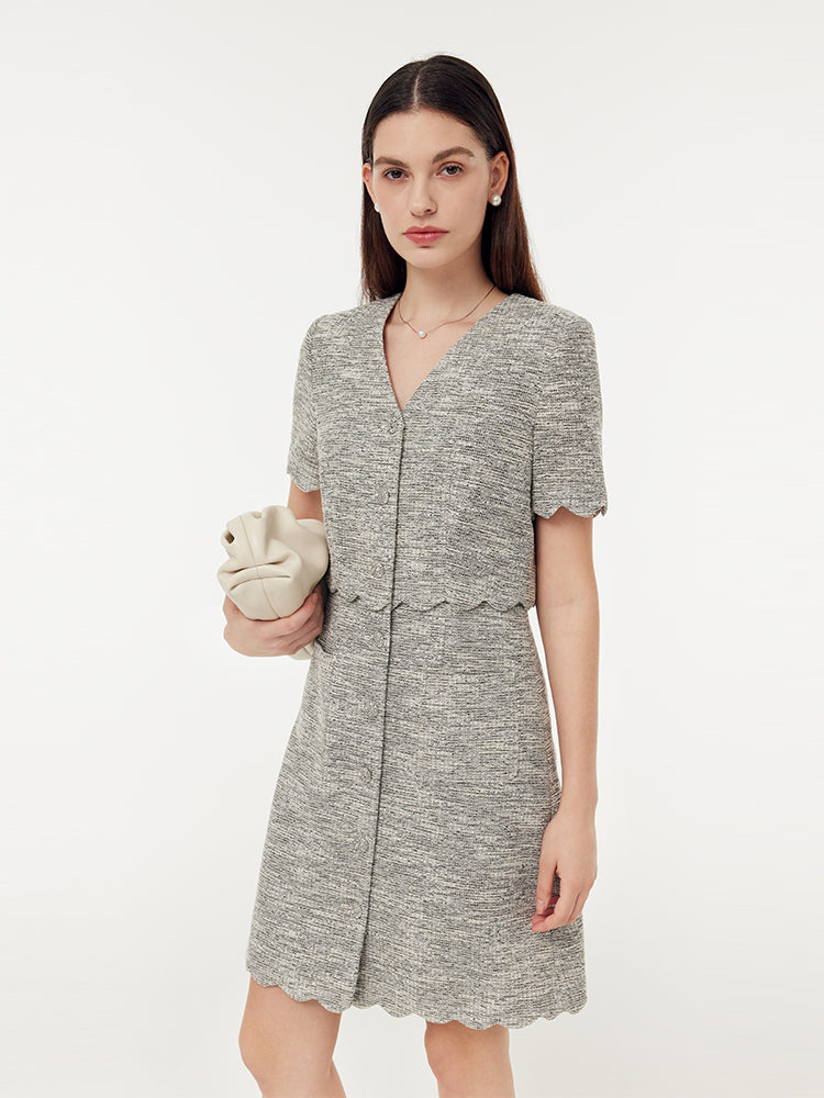 Silver Thread Faux Two-Piece Mini Dress