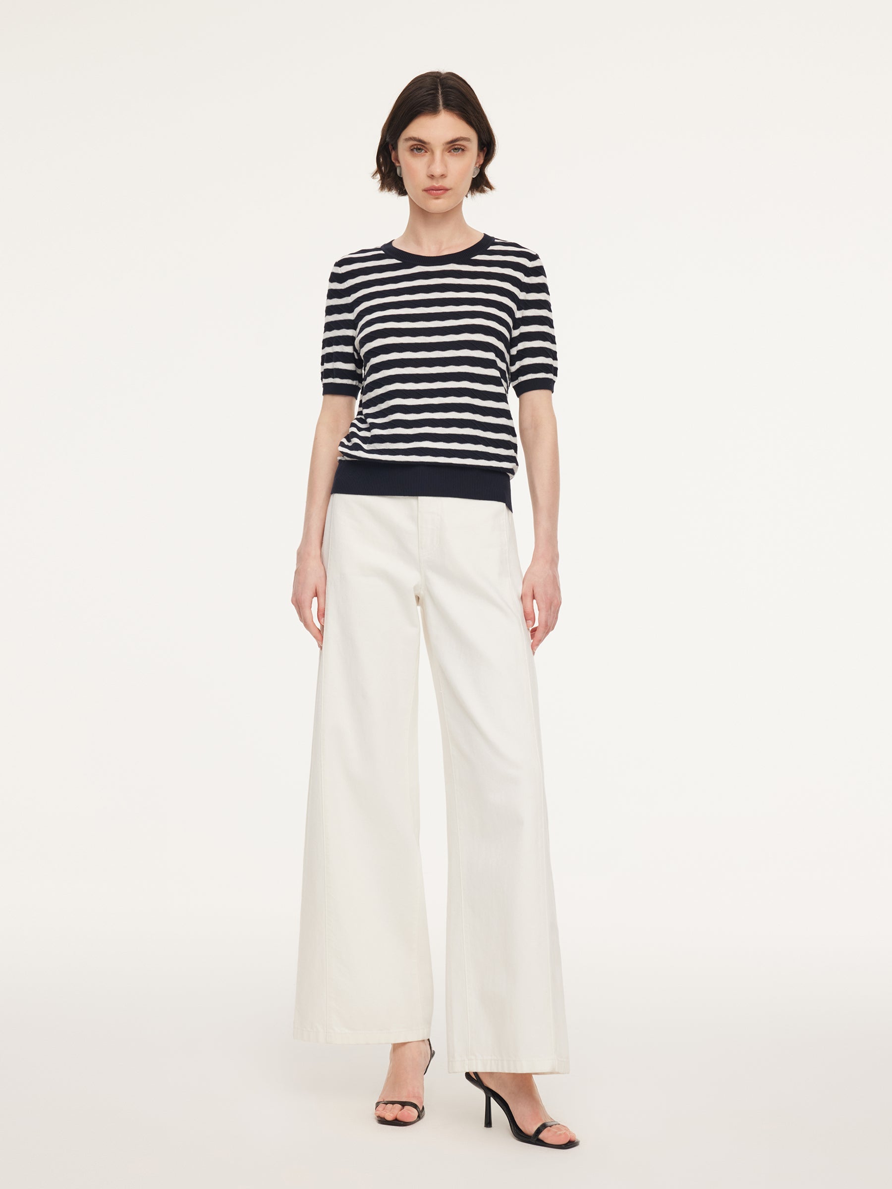 Tencel Stripe Pointelle Knit