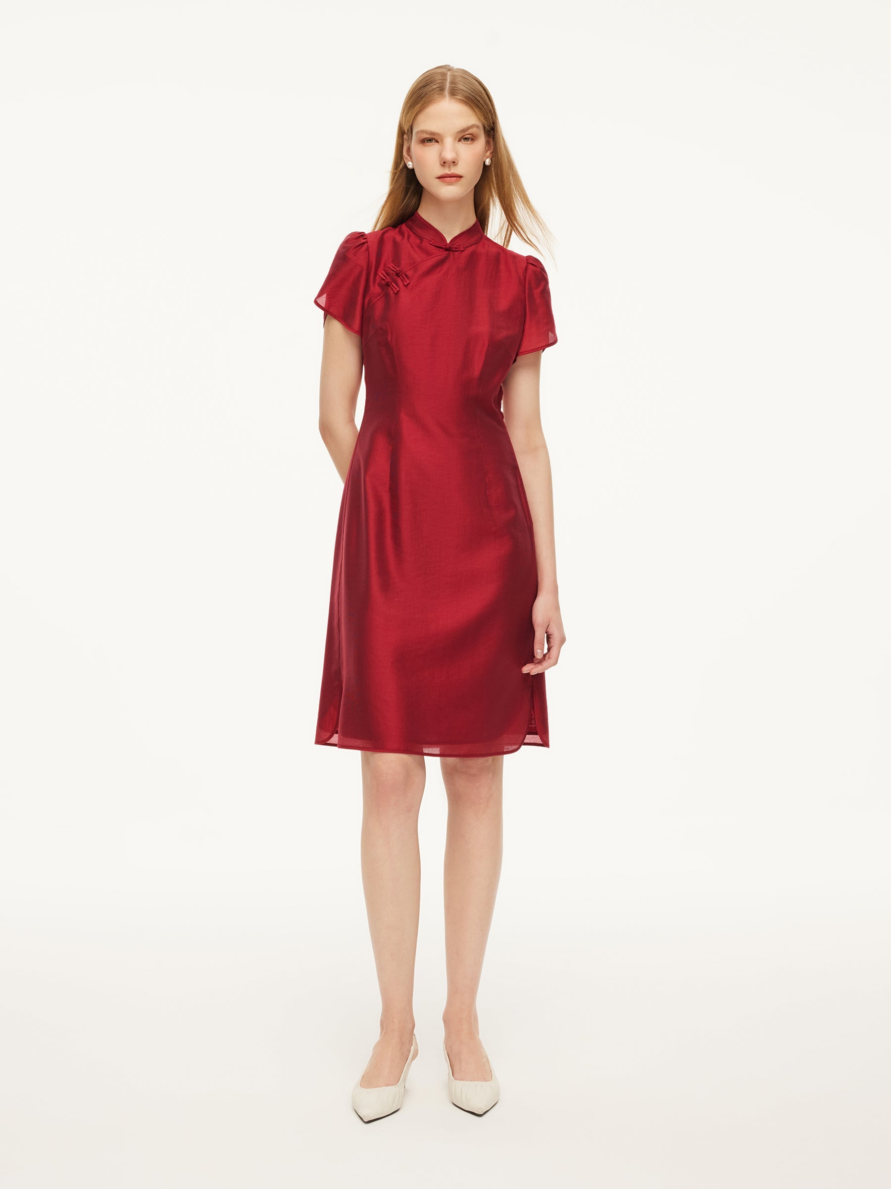 Tencel Qipao Mini Dress