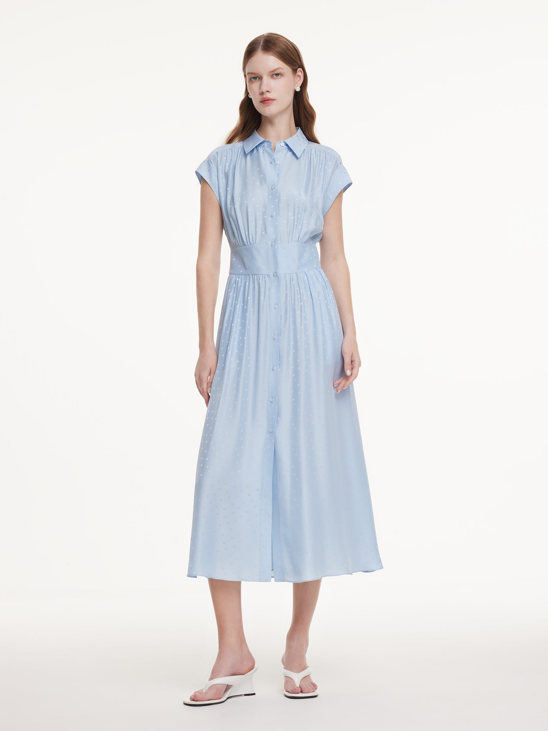 Mulberry Silk Polka Dot Shirt Dress