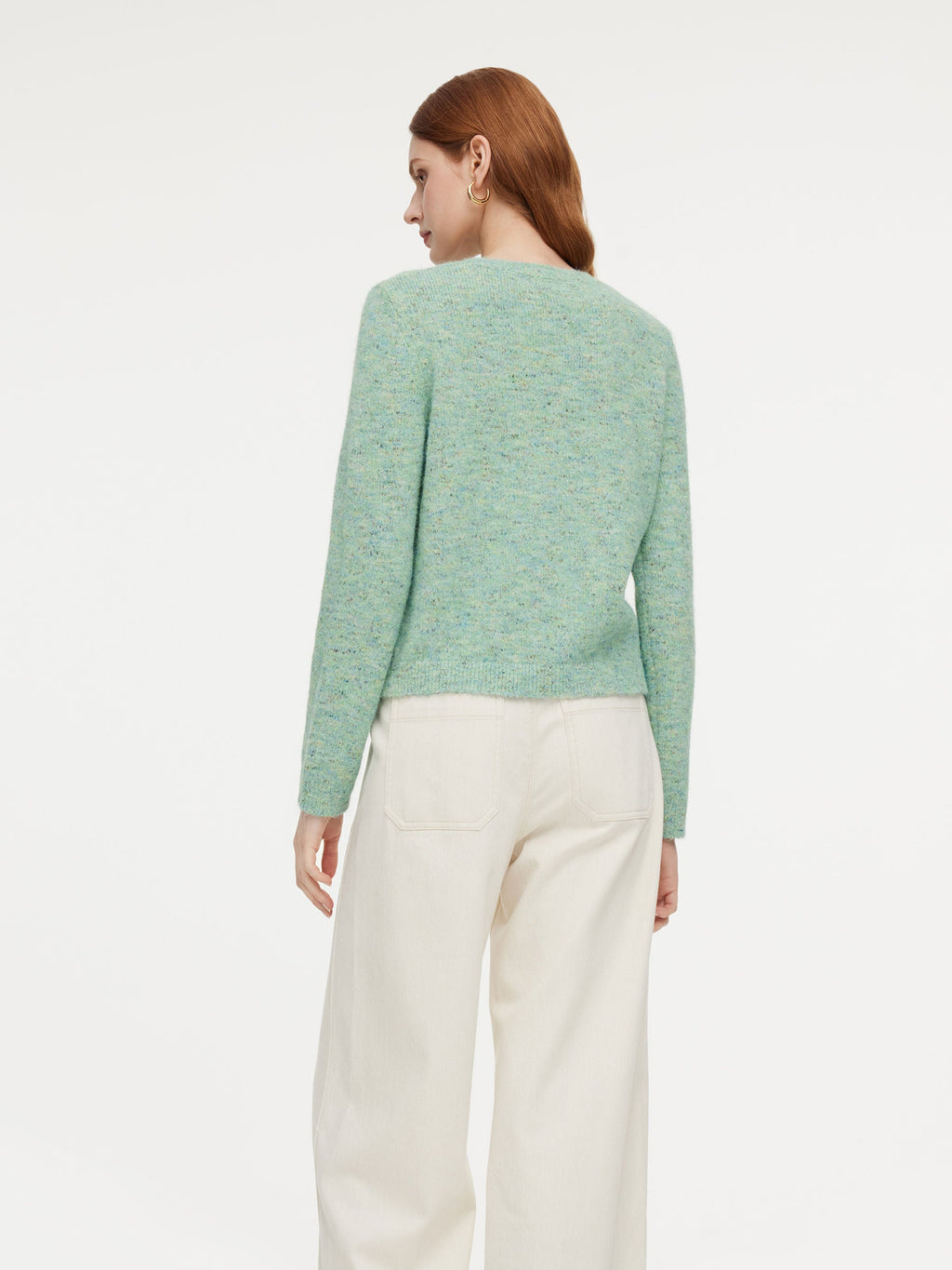 Melange Green Crewneck Cardigan