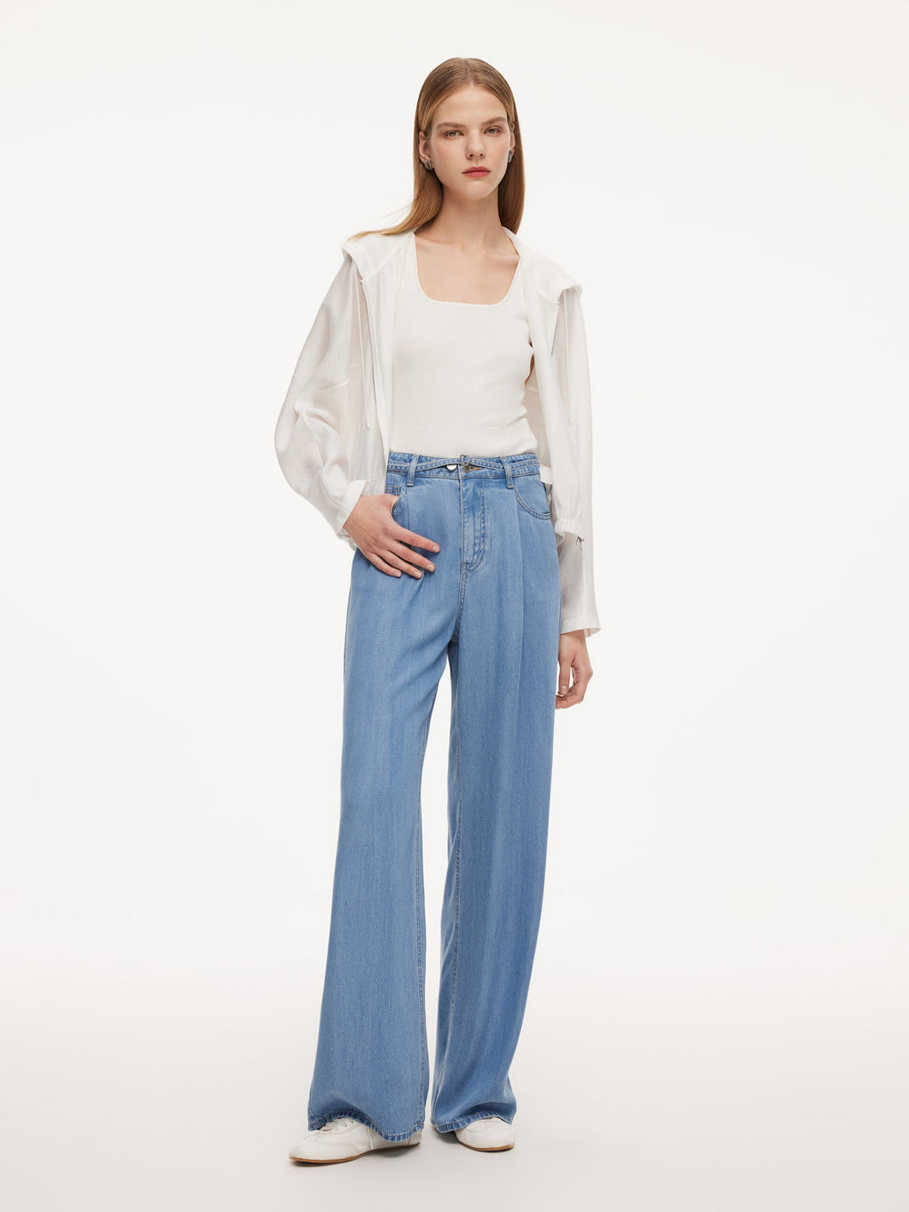Front-Pleat Summer Denim