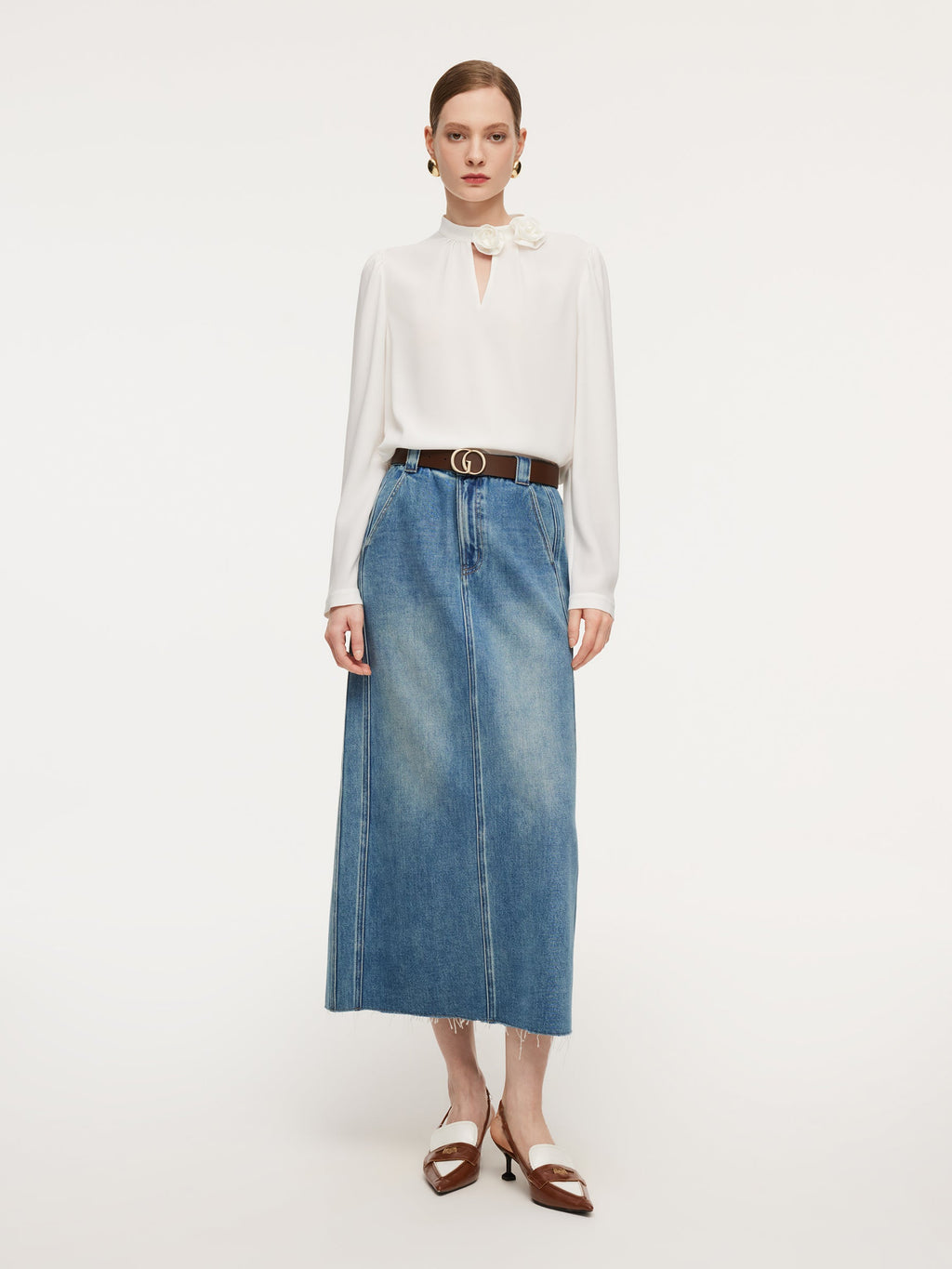 Lyocell-Cotton Denim Skirt
