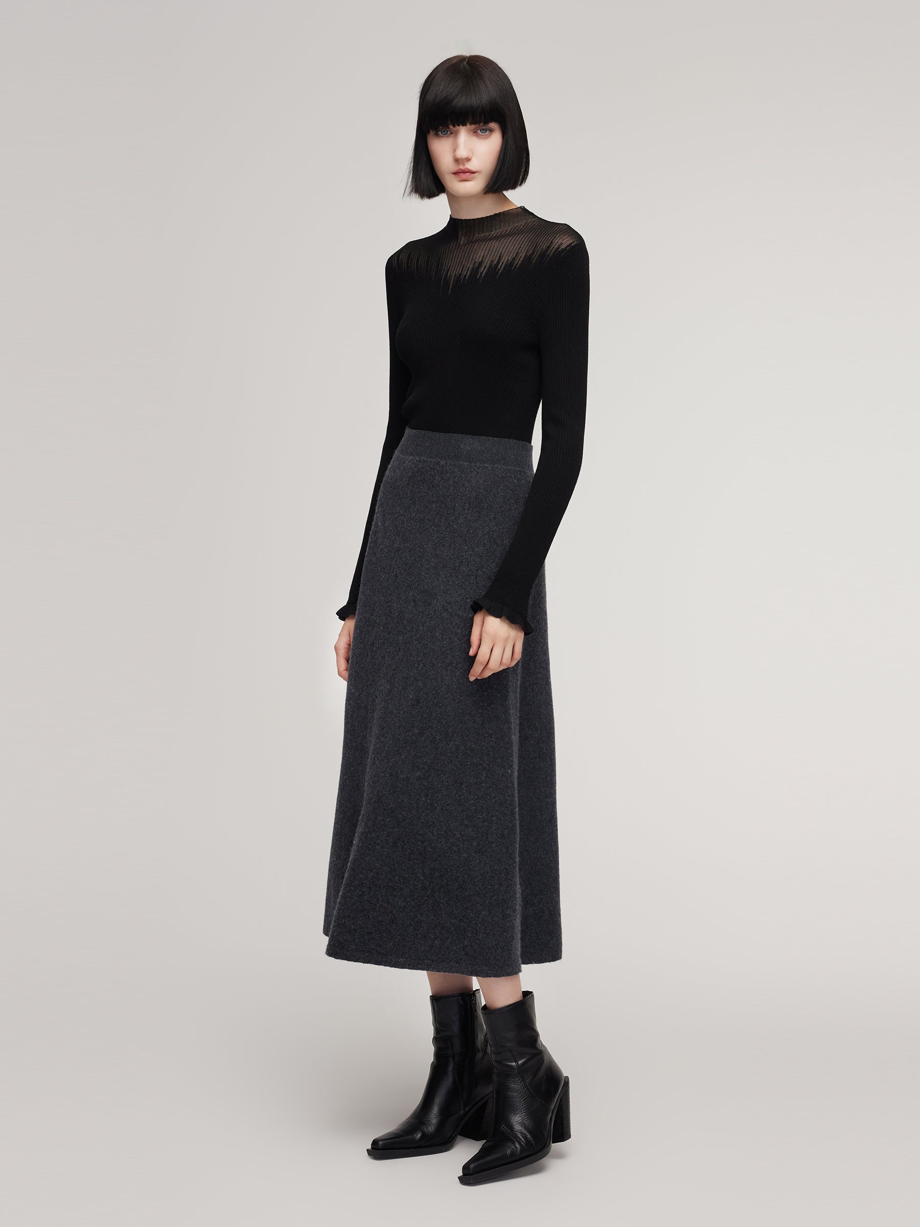 Tencel Wool Mock Neck Knit Top