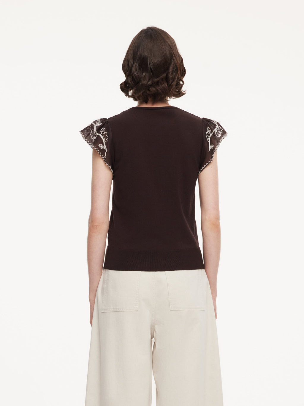 Tencel V-Neck Embroidered Crop