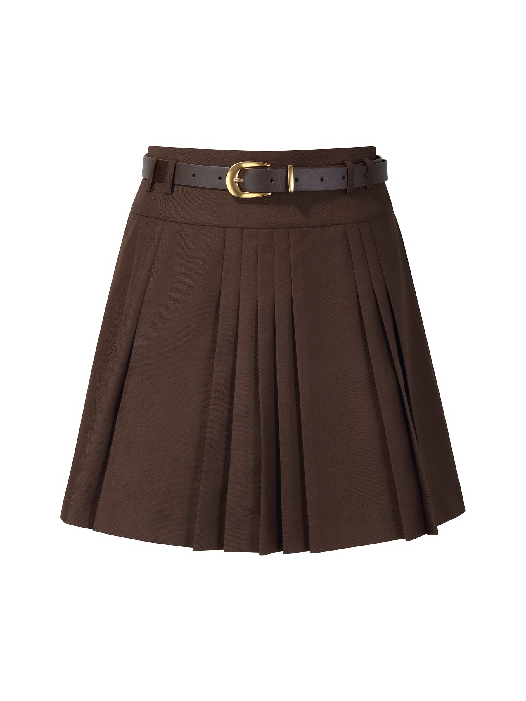 High-Waist Pleated A-Line Skirt