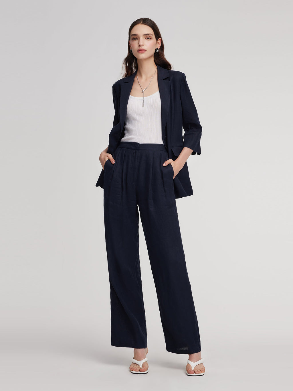 Linen 3/4 Sleeve Blazer