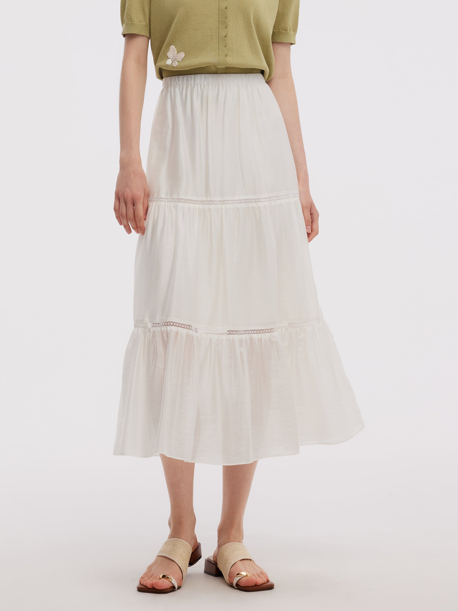 Elastic-Waist Flowing Skirt