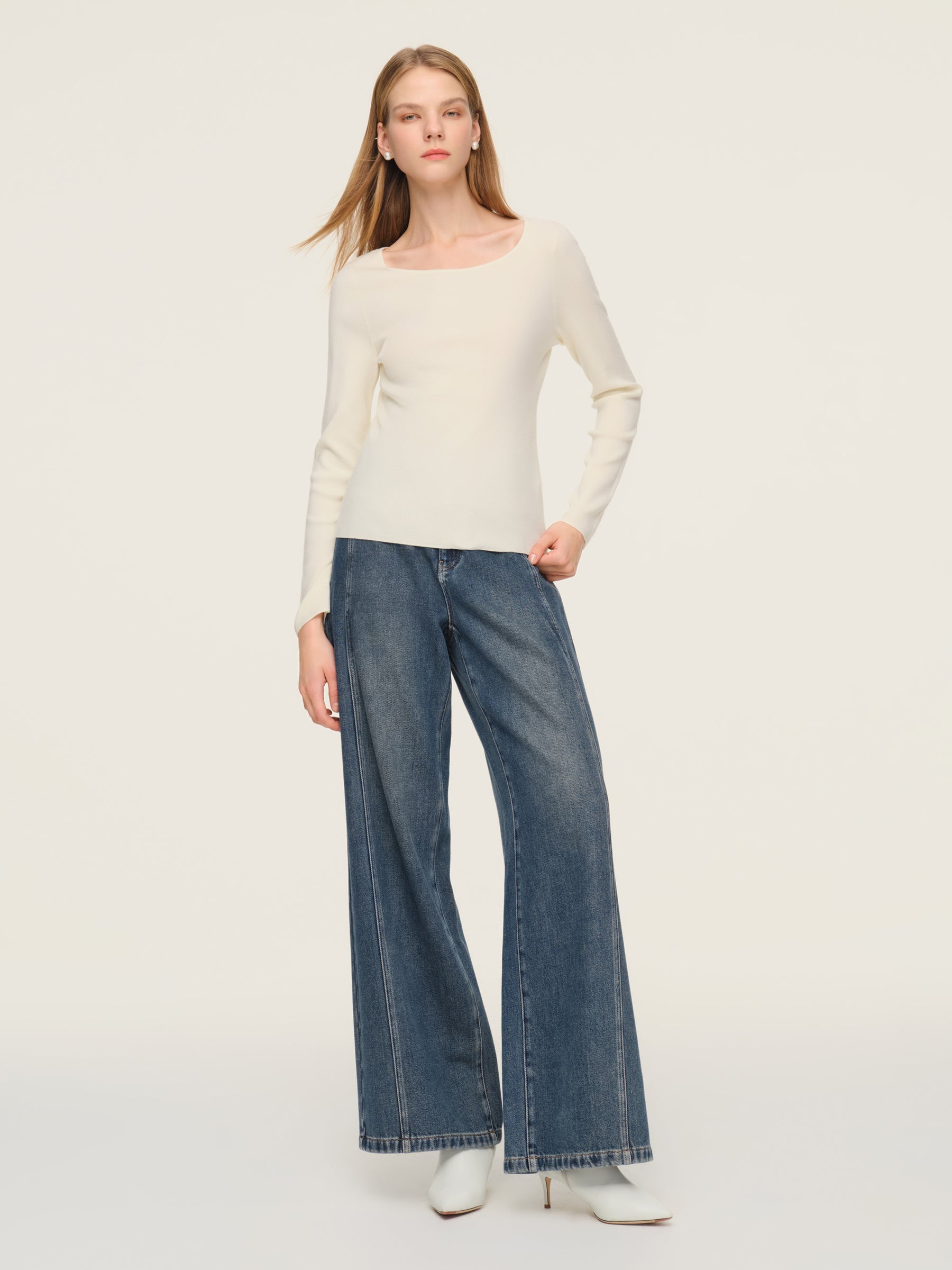 Tencel-Wool Cape Knit Top