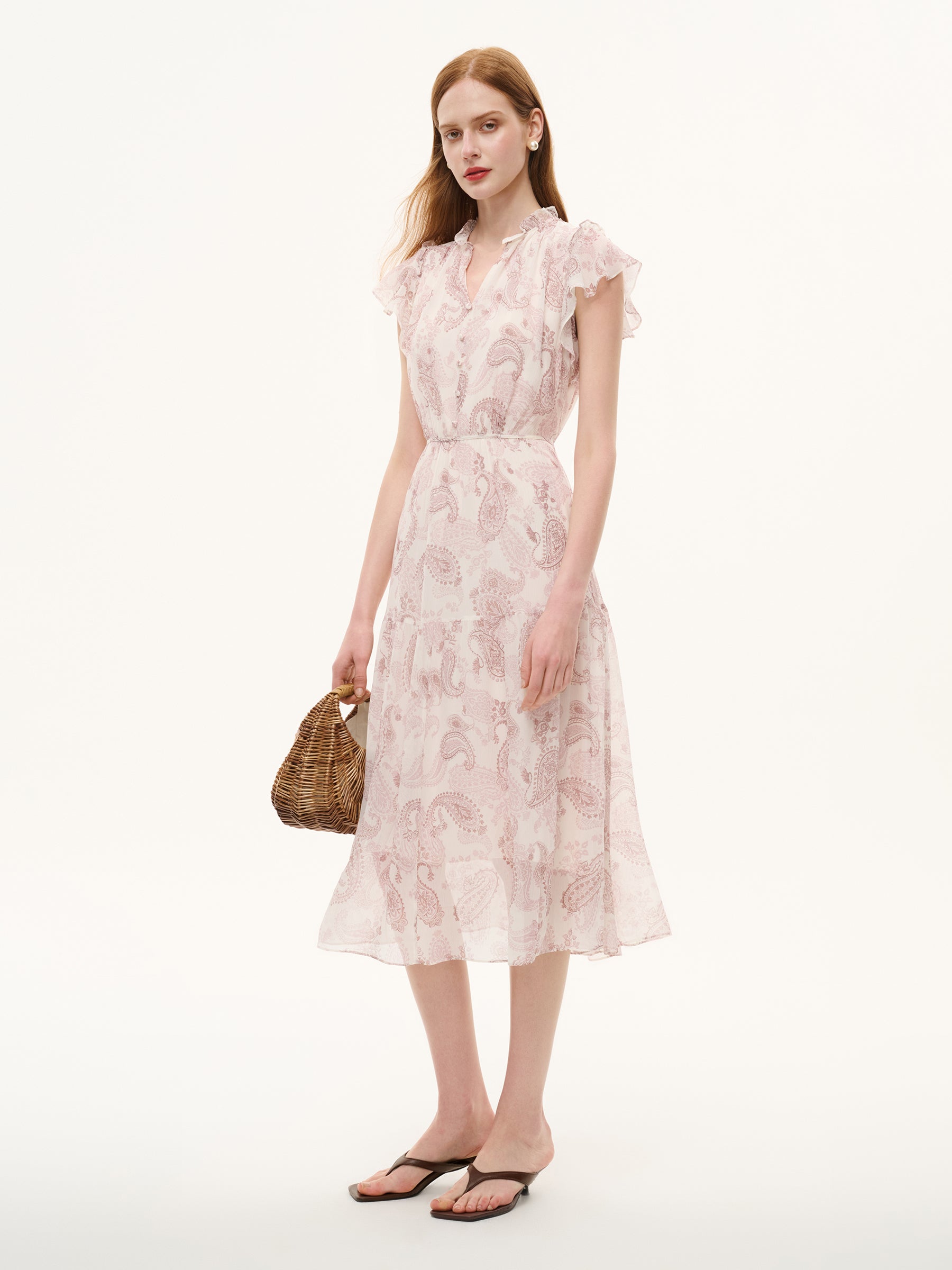 Back-Tie Ruffle Sleeve Dress