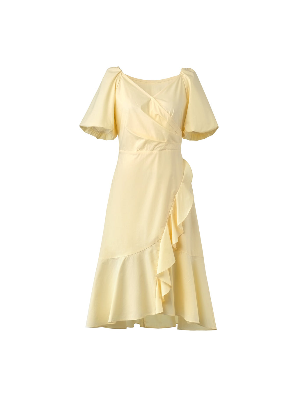 Cotton Wrap V-Neck Midi Dress