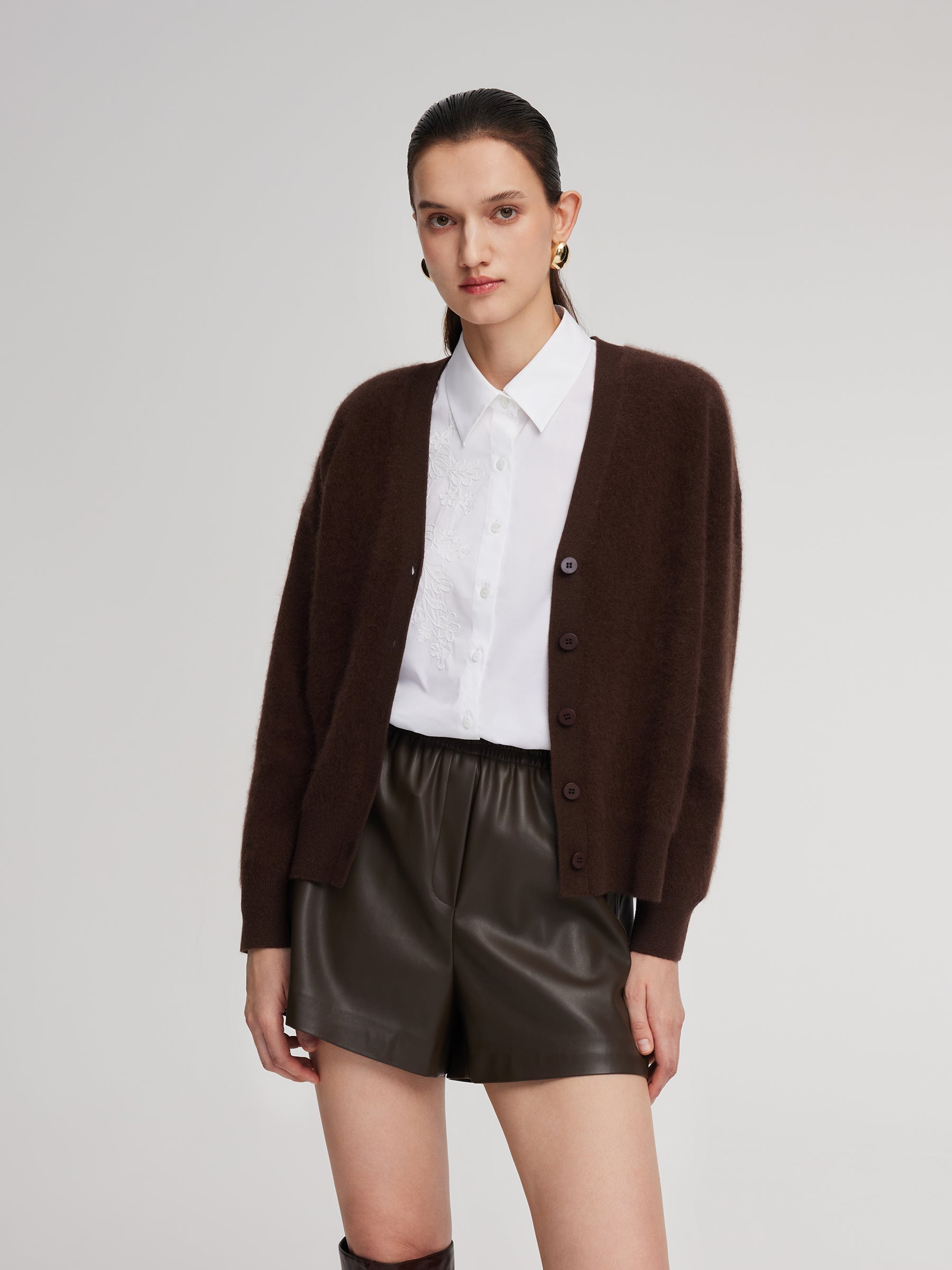V-Neck Drop-Shoulder Cardigan