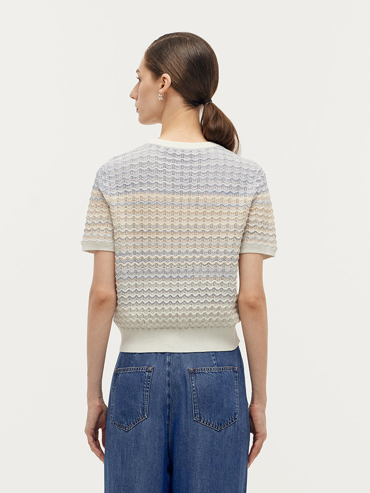 Blue-White Gradient Cotton Top