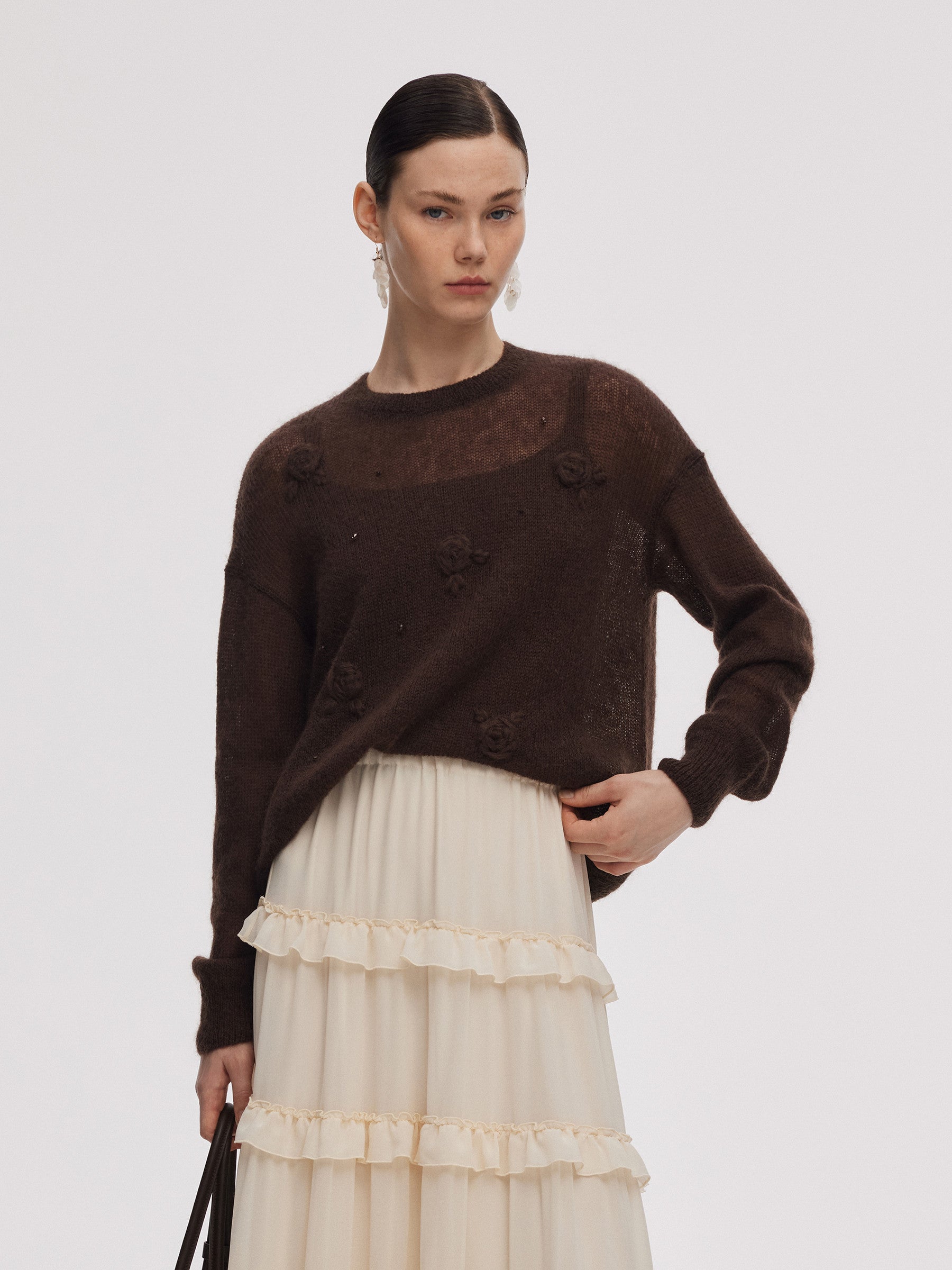 Mohair-Wool Crochet Sweater