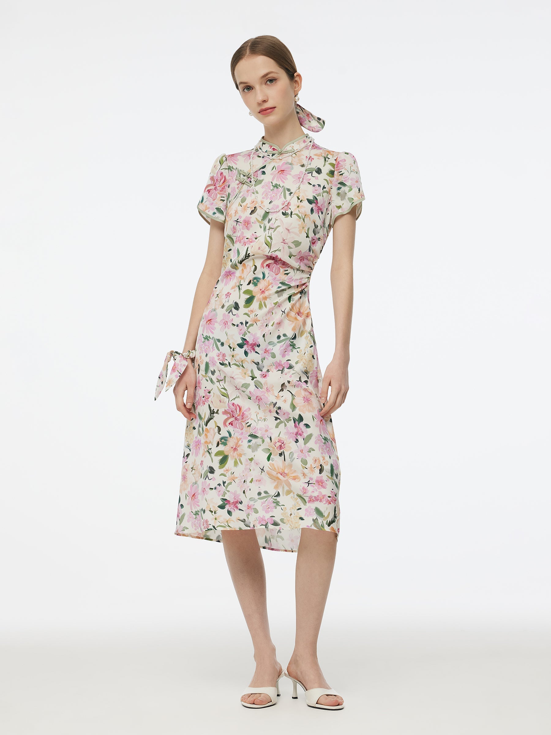 Mulberry Silk Floral Qipao Dress