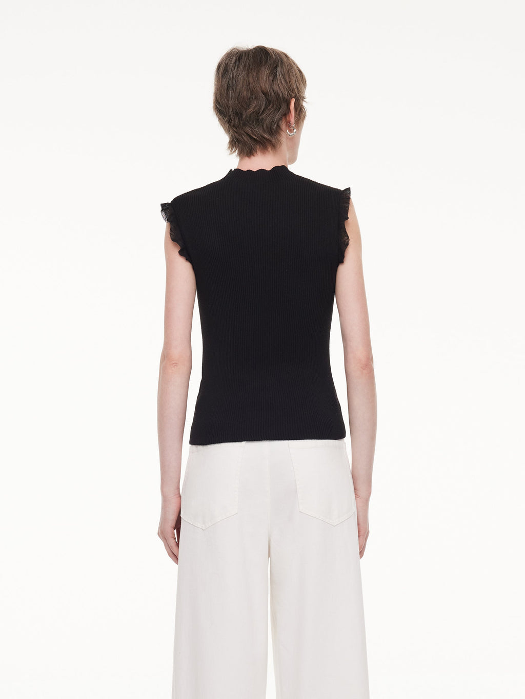 Mock-Neck Ruffle Tank