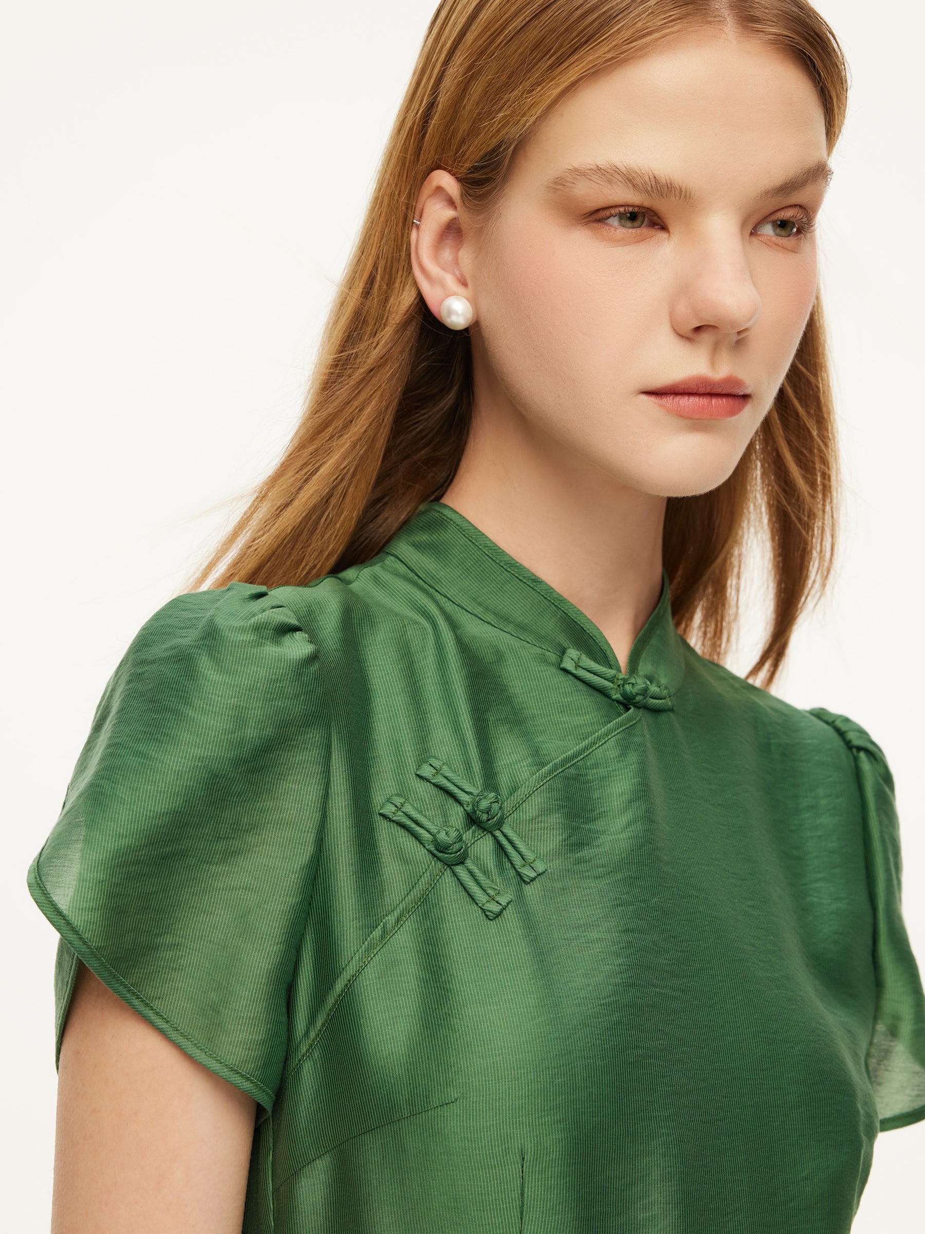 Tencel Qipao Mini Dress