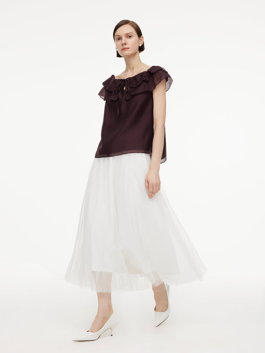 Off-Shoulder Ruffle Tie Top