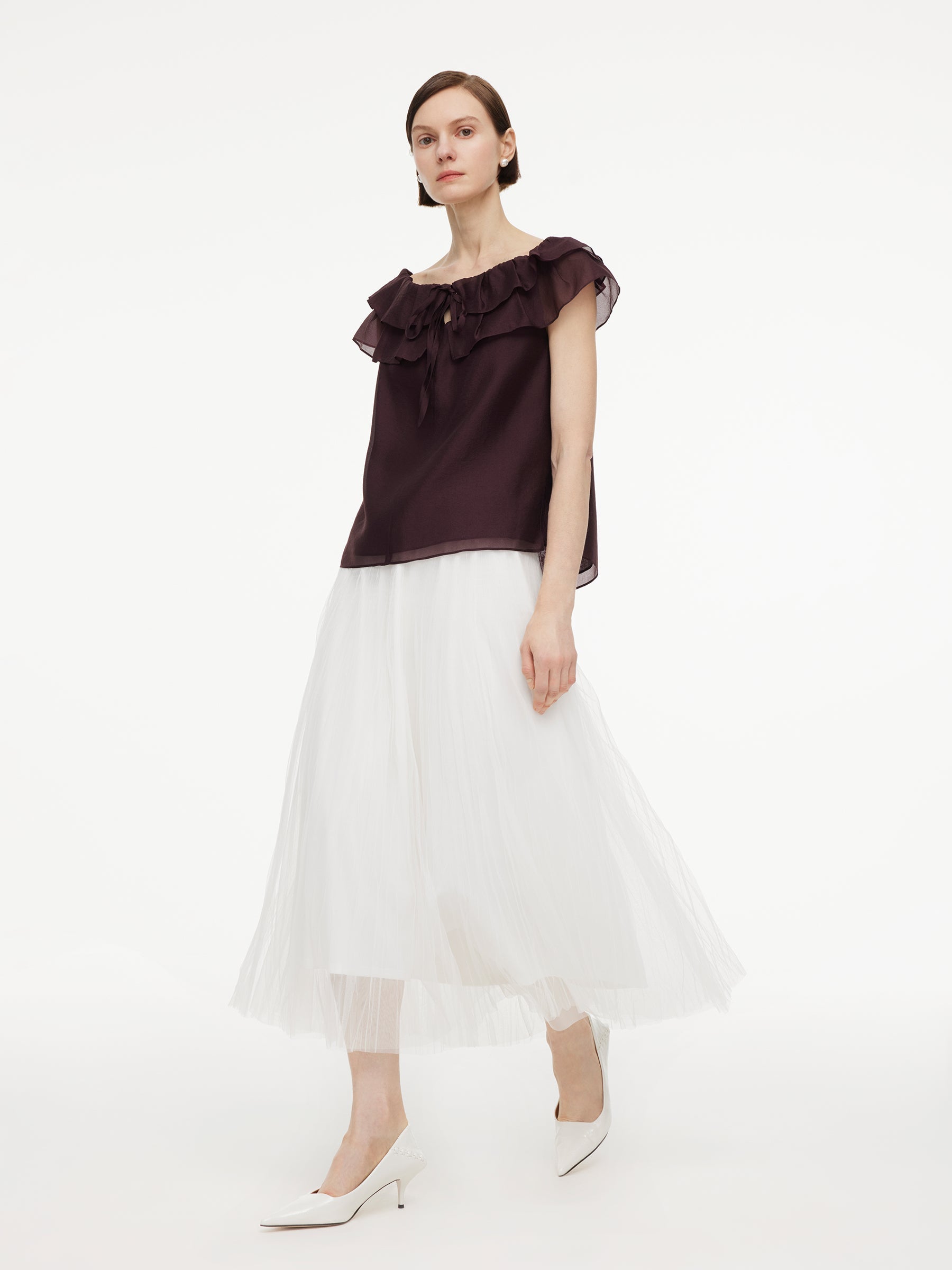 Off-Shoulder Ruffle Tie Top