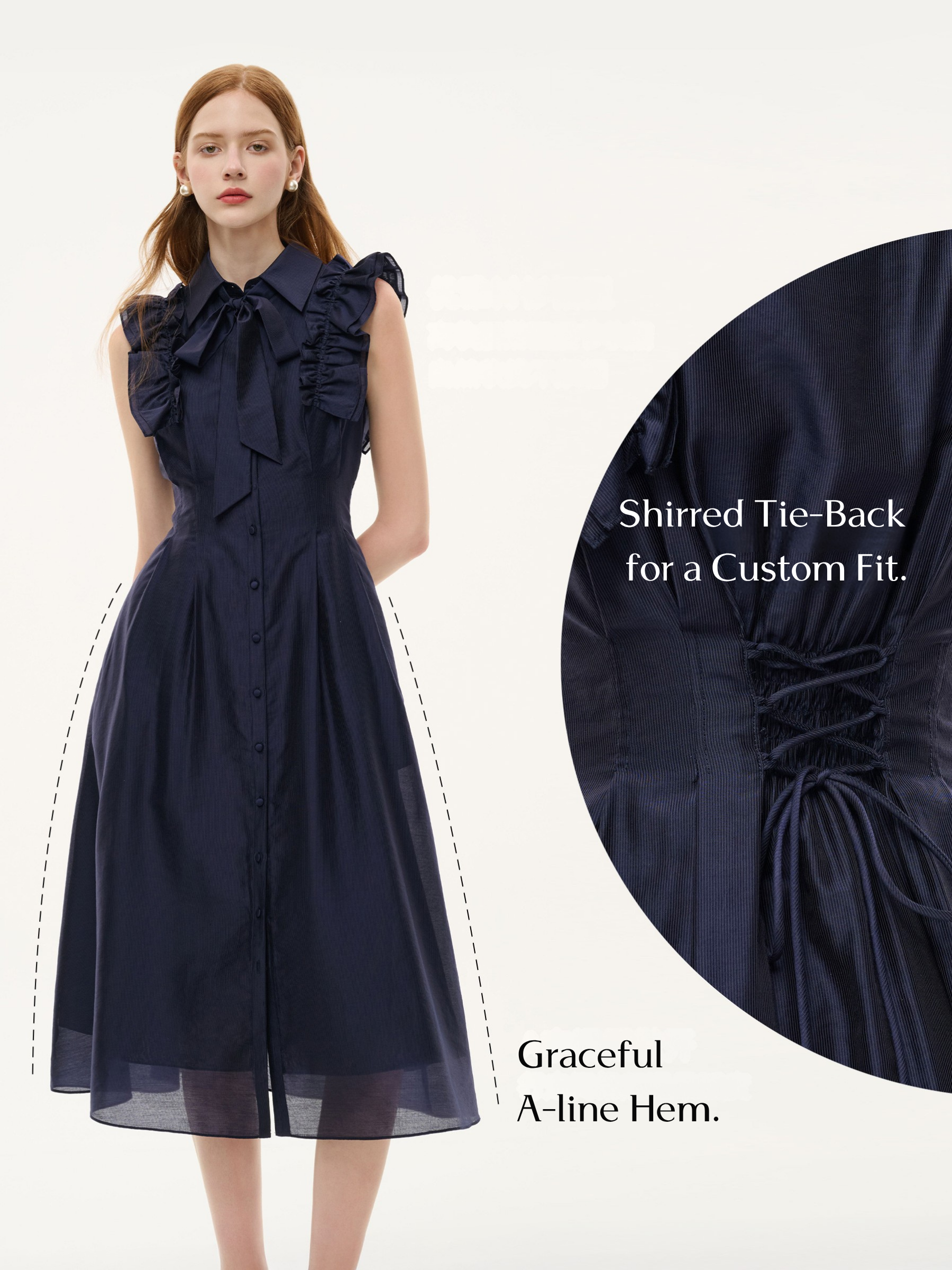 Lyocell Flutter Ribbon Maxi Dress
